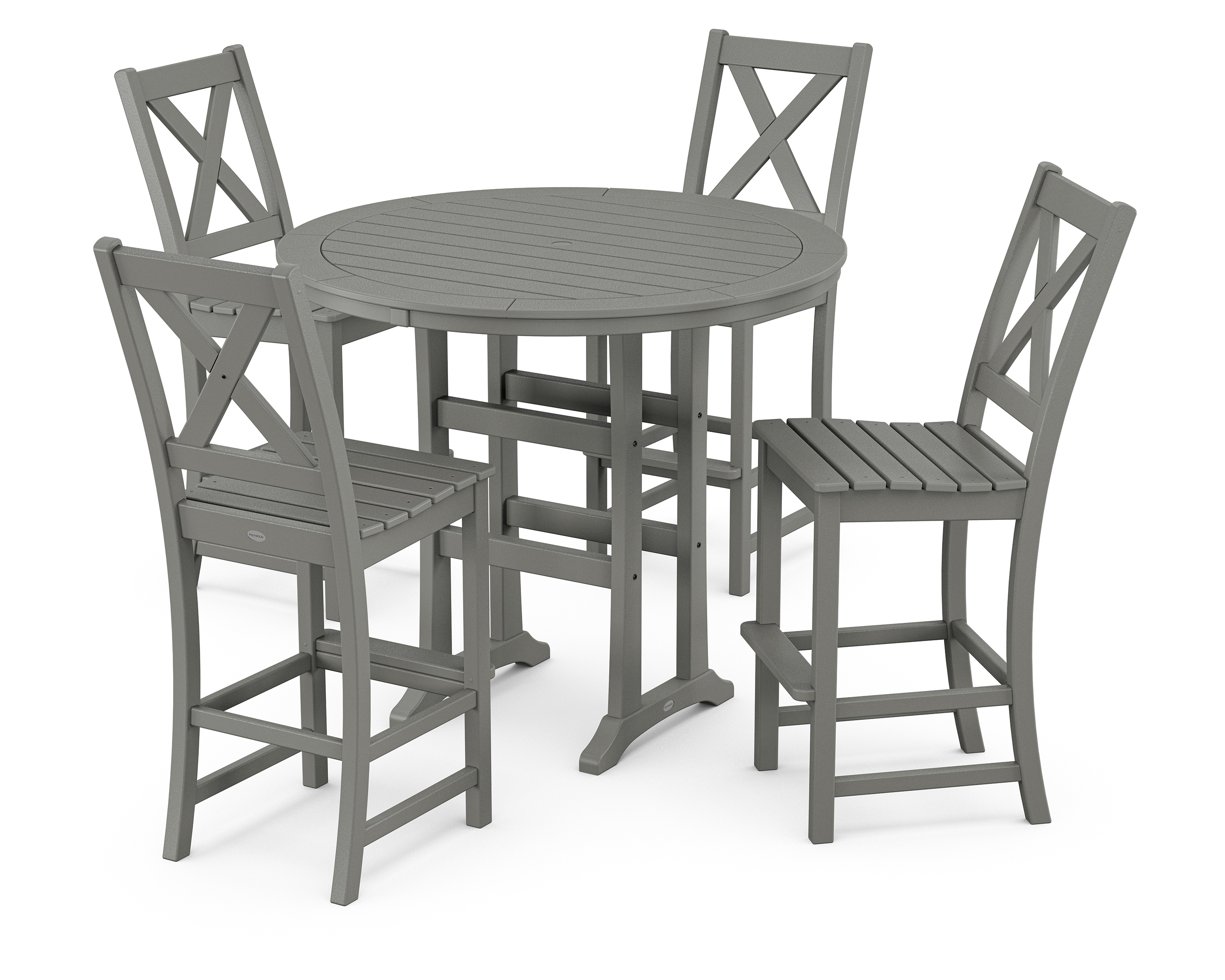 POLYWOOD Braxton 5-Piece Nautical Trestle Arm Chair Bar Set