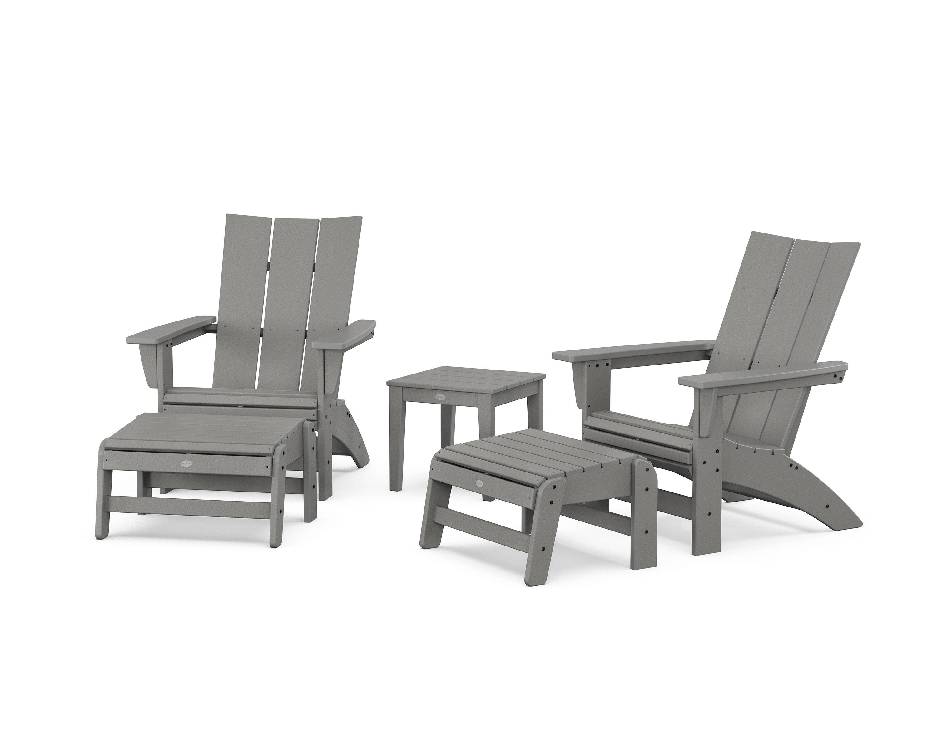 POLYWOOD 5-Piece Modern Grand Adirondack Set with Ottomans and Side Table