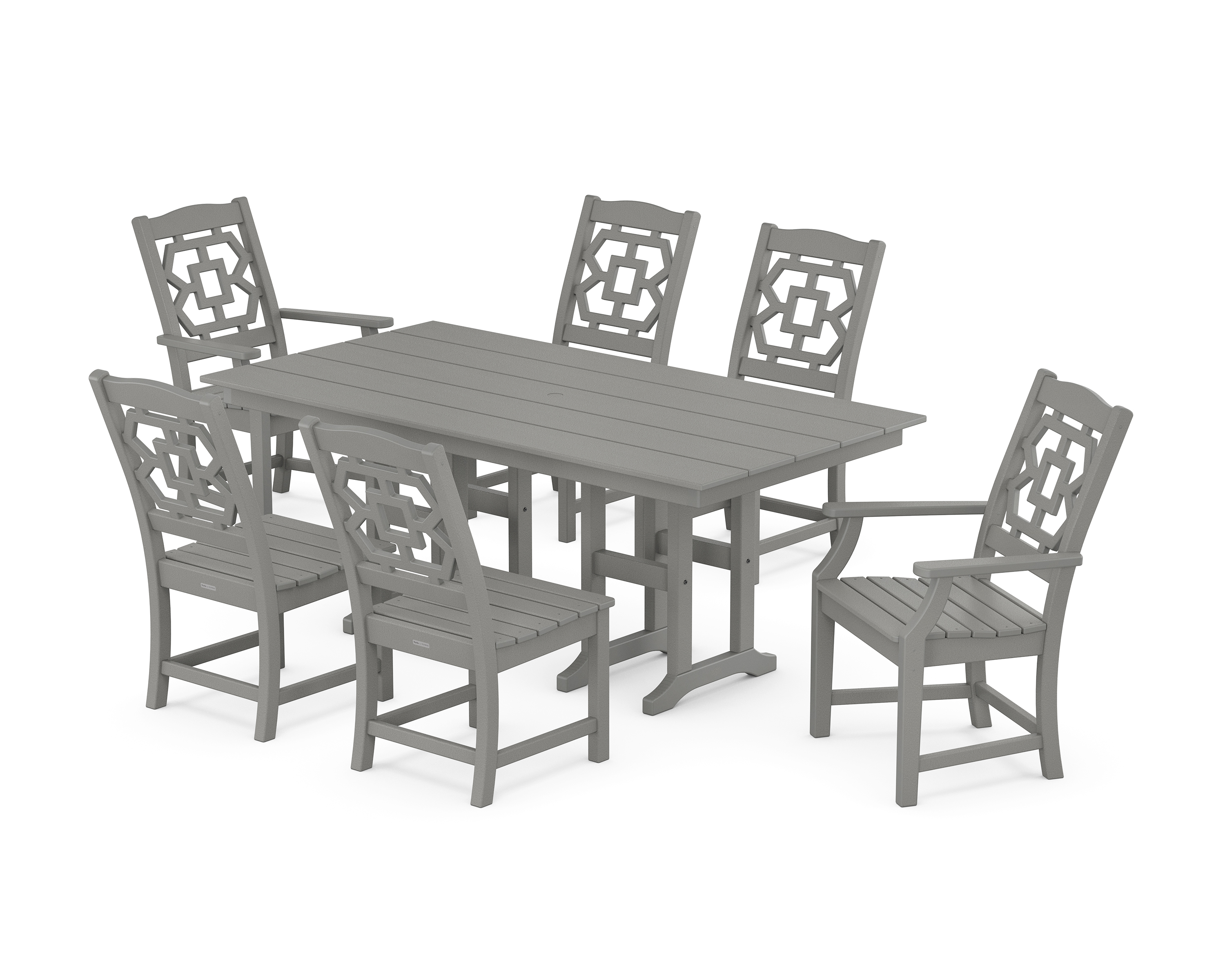 POLYWOOD Chinoiserie 7-Piece Farmhouse Dining Set