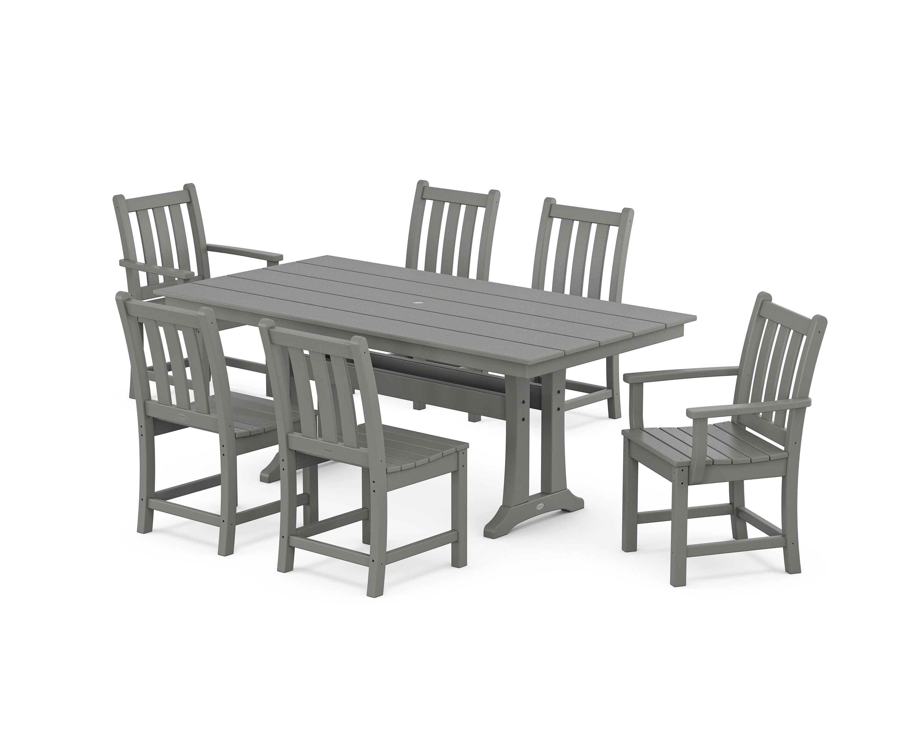 POLYWOOD Traditional Garden 7-Piece Farmhouse Dining Set With Trestle Legs