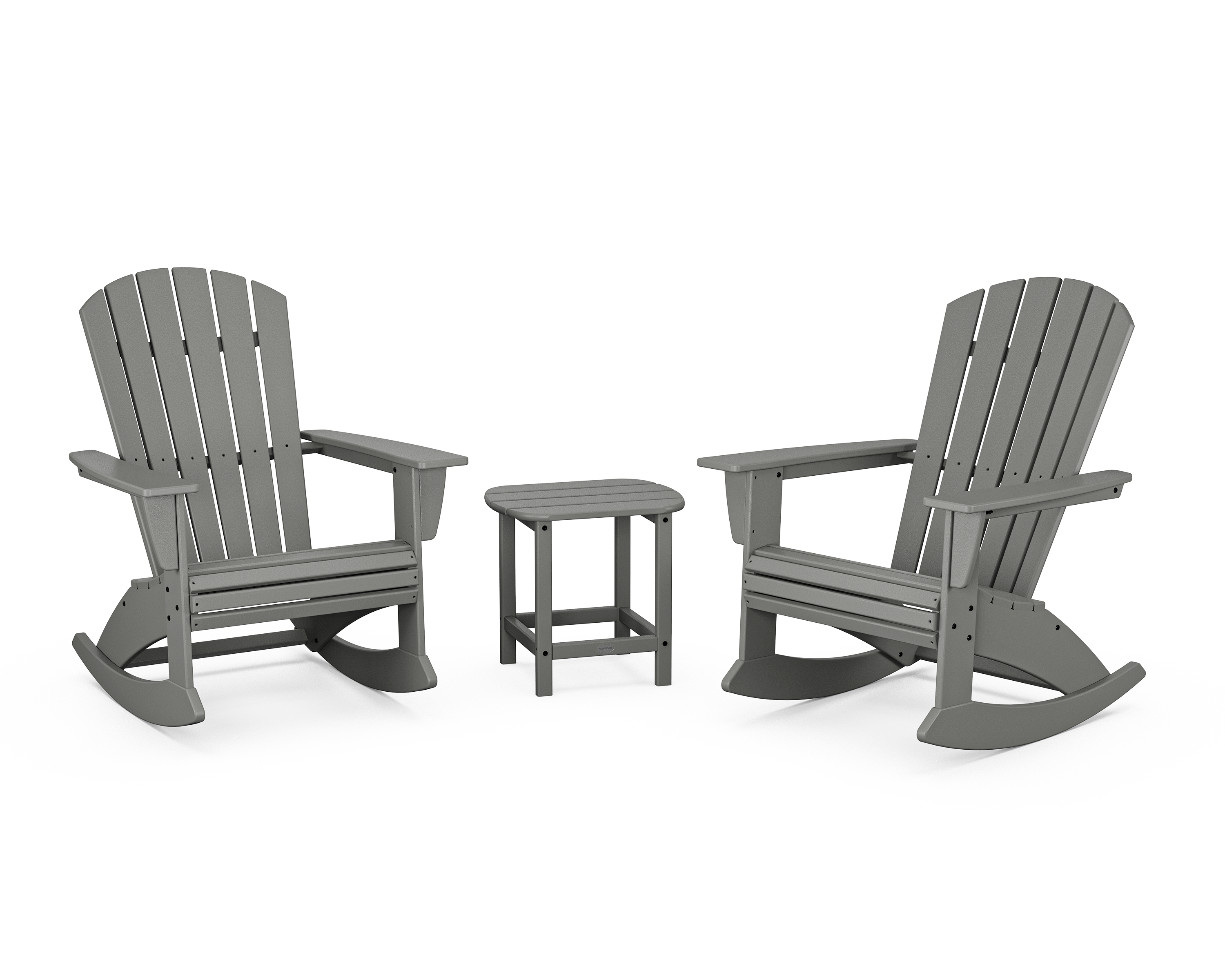 POLYWOOD Nautical Curveback 3-Piece Adirondack Rocking Chair Set