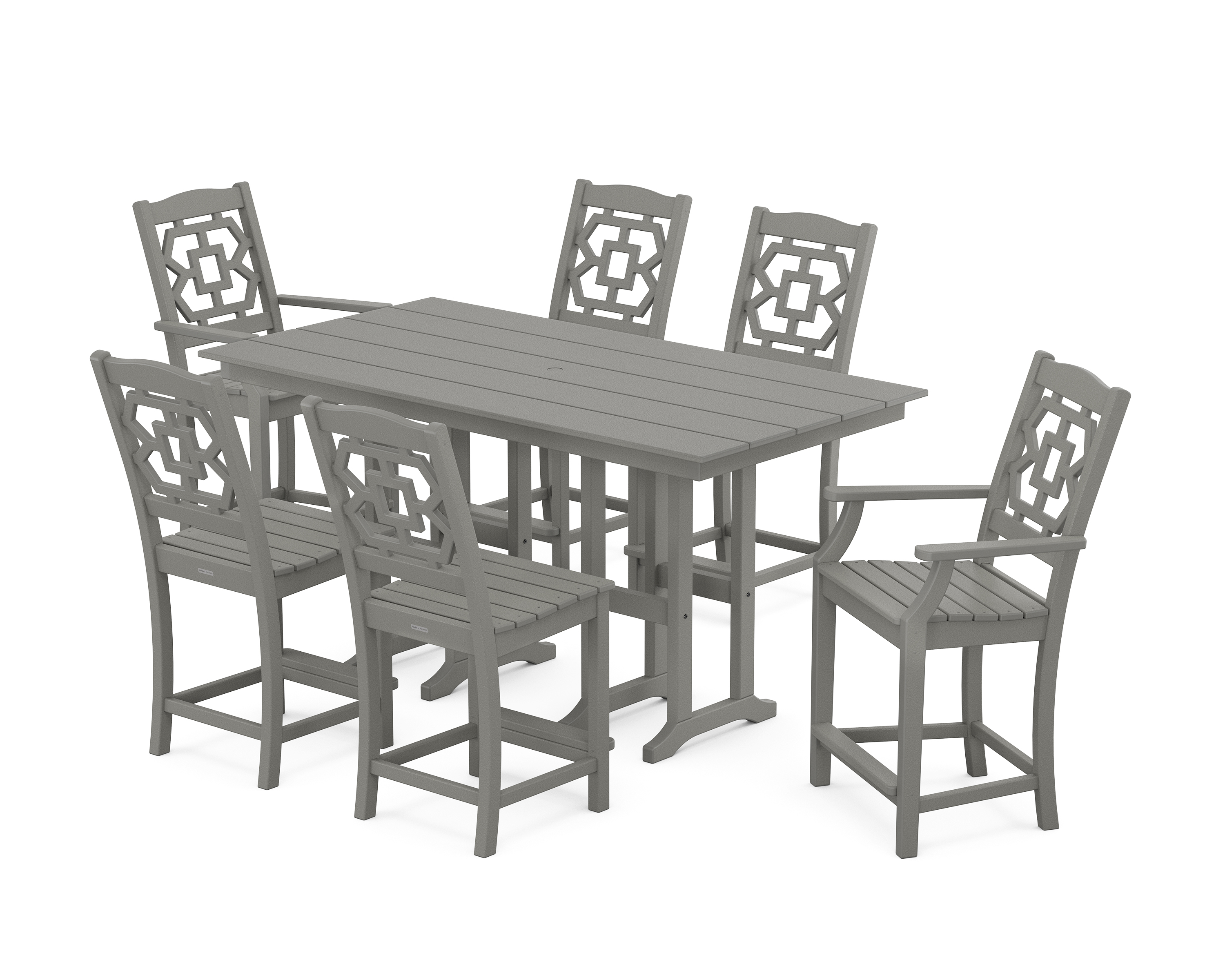 POLYWOOD Chinoiserie 7-Piece Farmhouse Counter Set