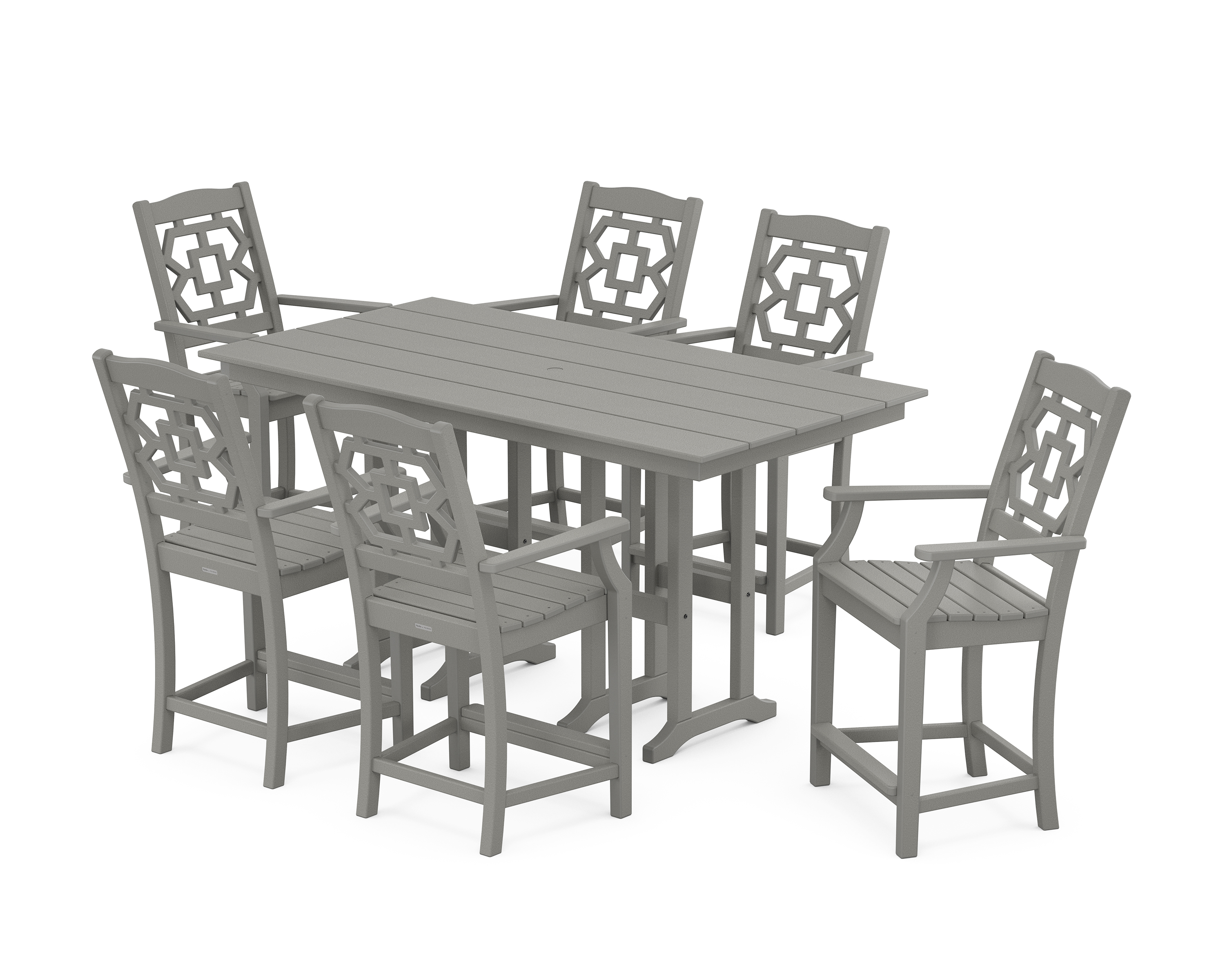 POLYWOOD Chinoiserie Arm Chair 7-Piece Farmhouse Counter Set