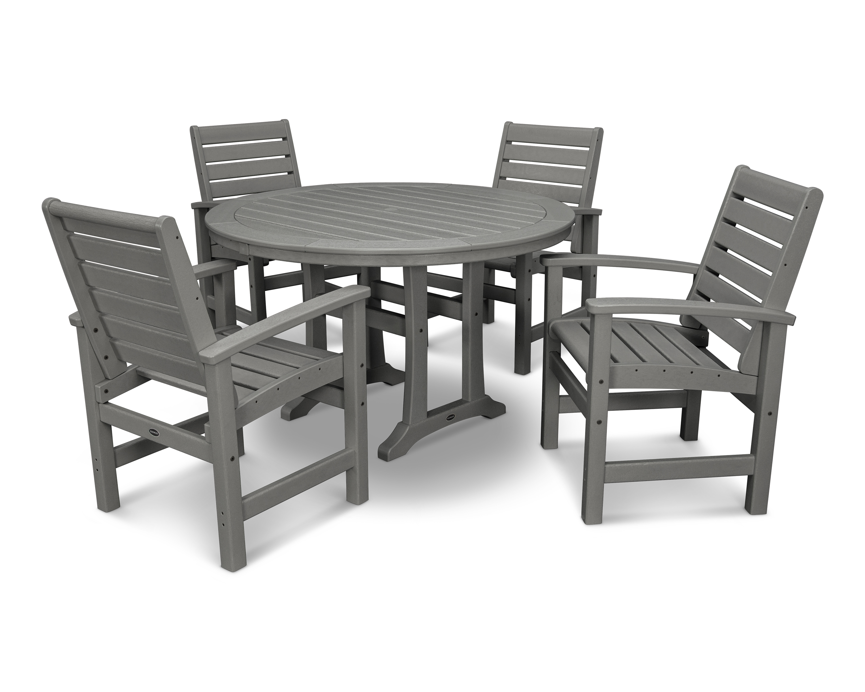 POLYWOOD Signature 5-Piece Round Dining Set with Trestle Legs