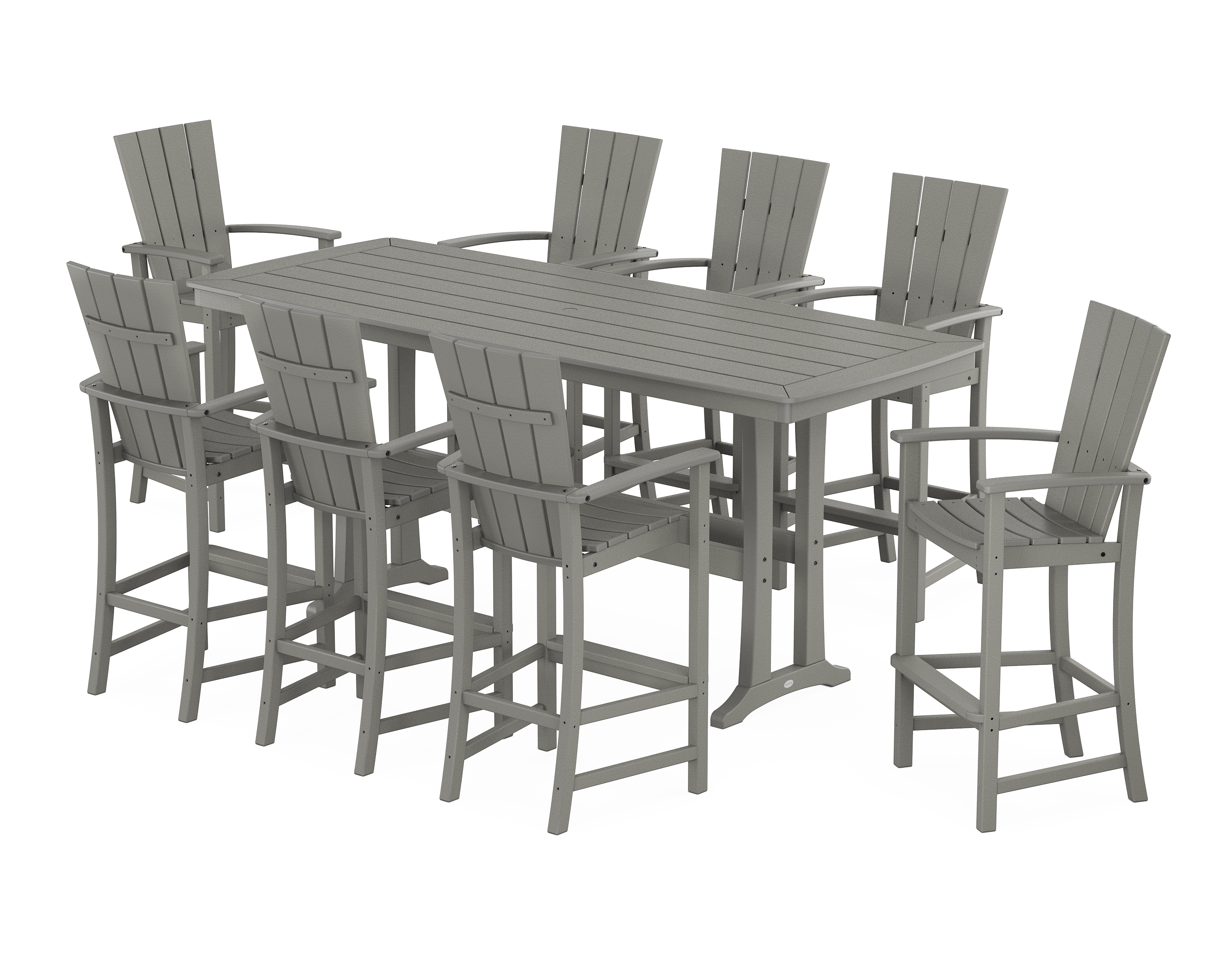 POLYWOOD Quattro Adirondack 9-Piece Bar Set with Trestle Legs