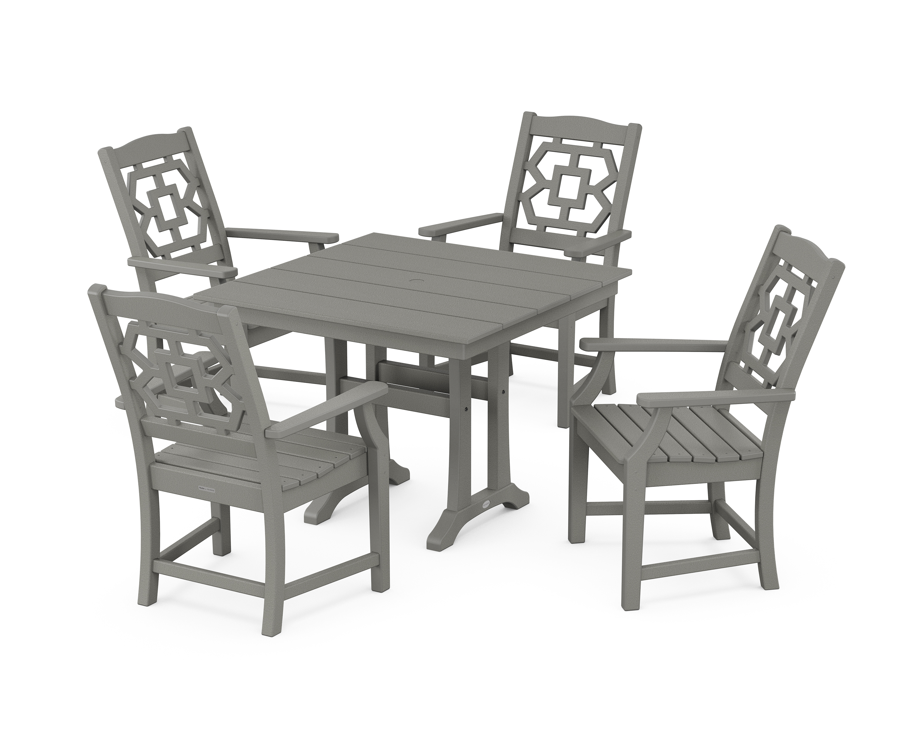 POLYWOOD Chinoiserie 5-Piece Farmhouse Dining Set with Trestle Legs
