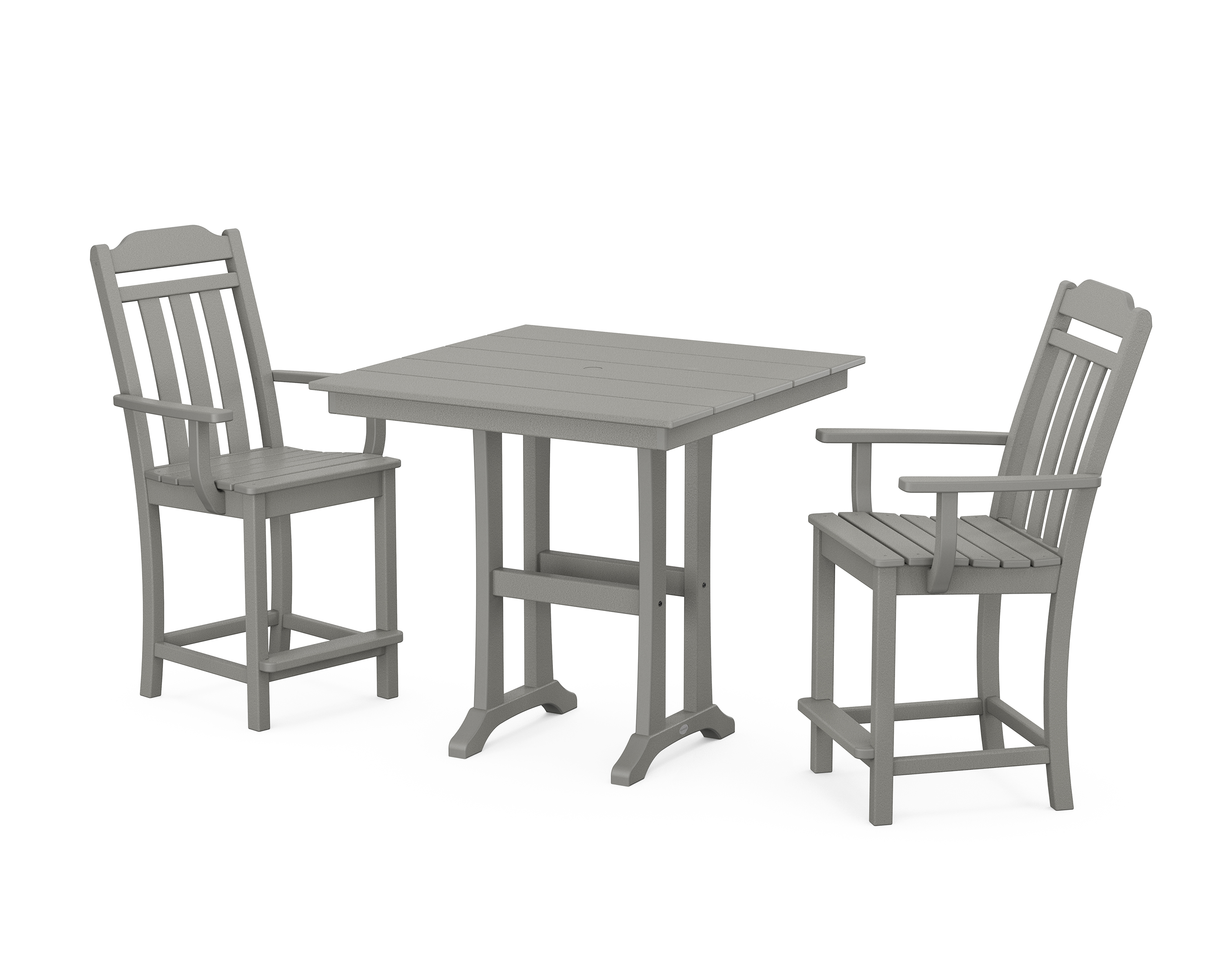 POLYWOOD Cottage 3-Piece Farmhouse Counter Set with Trestle Legs
