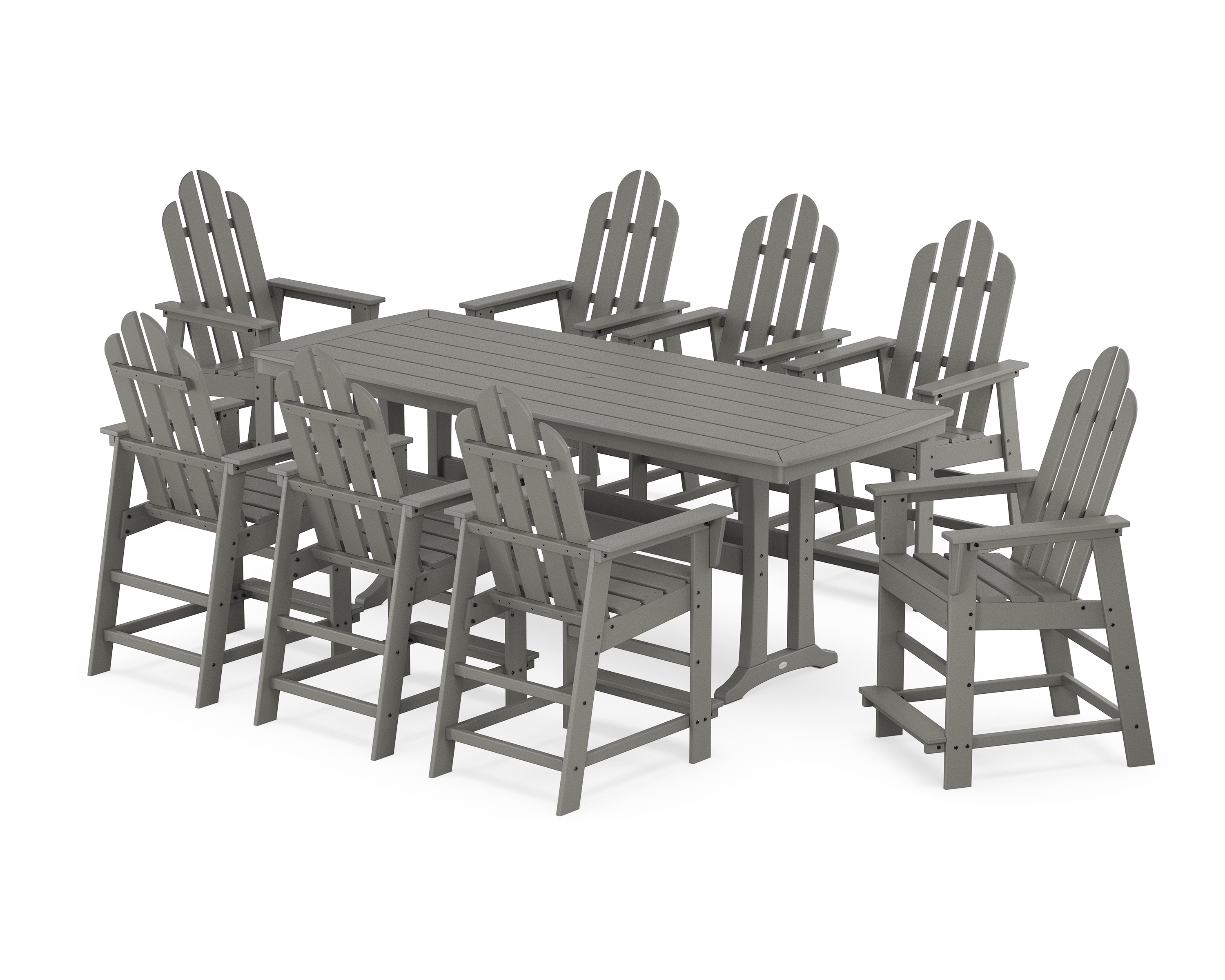 POLYWOOD Long Island 9-Piece Counter Set with Trestle Legs