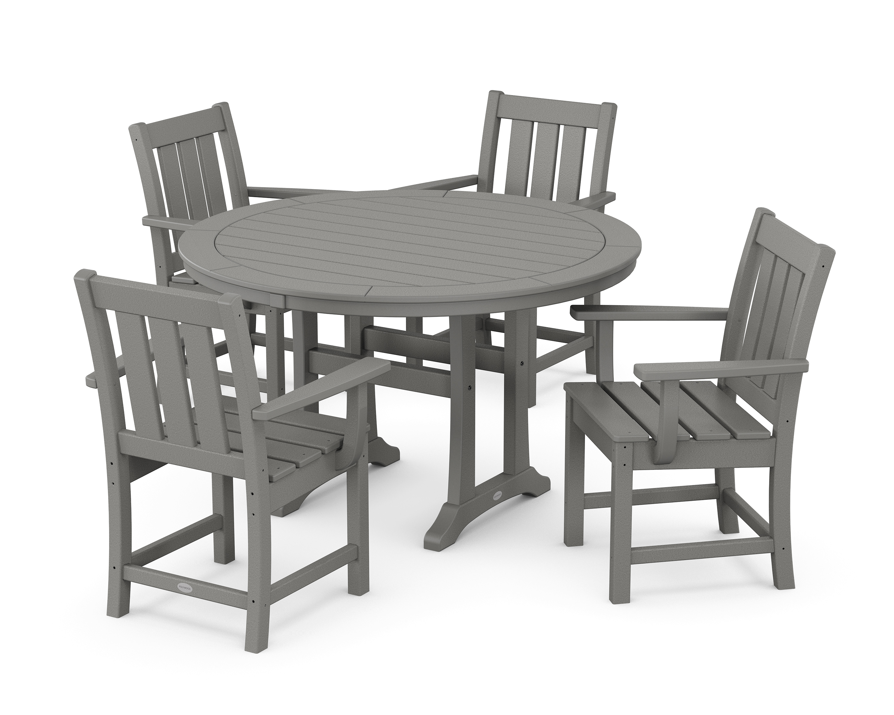 POLYWOOD Oxford 5-Piece Round Dining Set with Trestle Legs