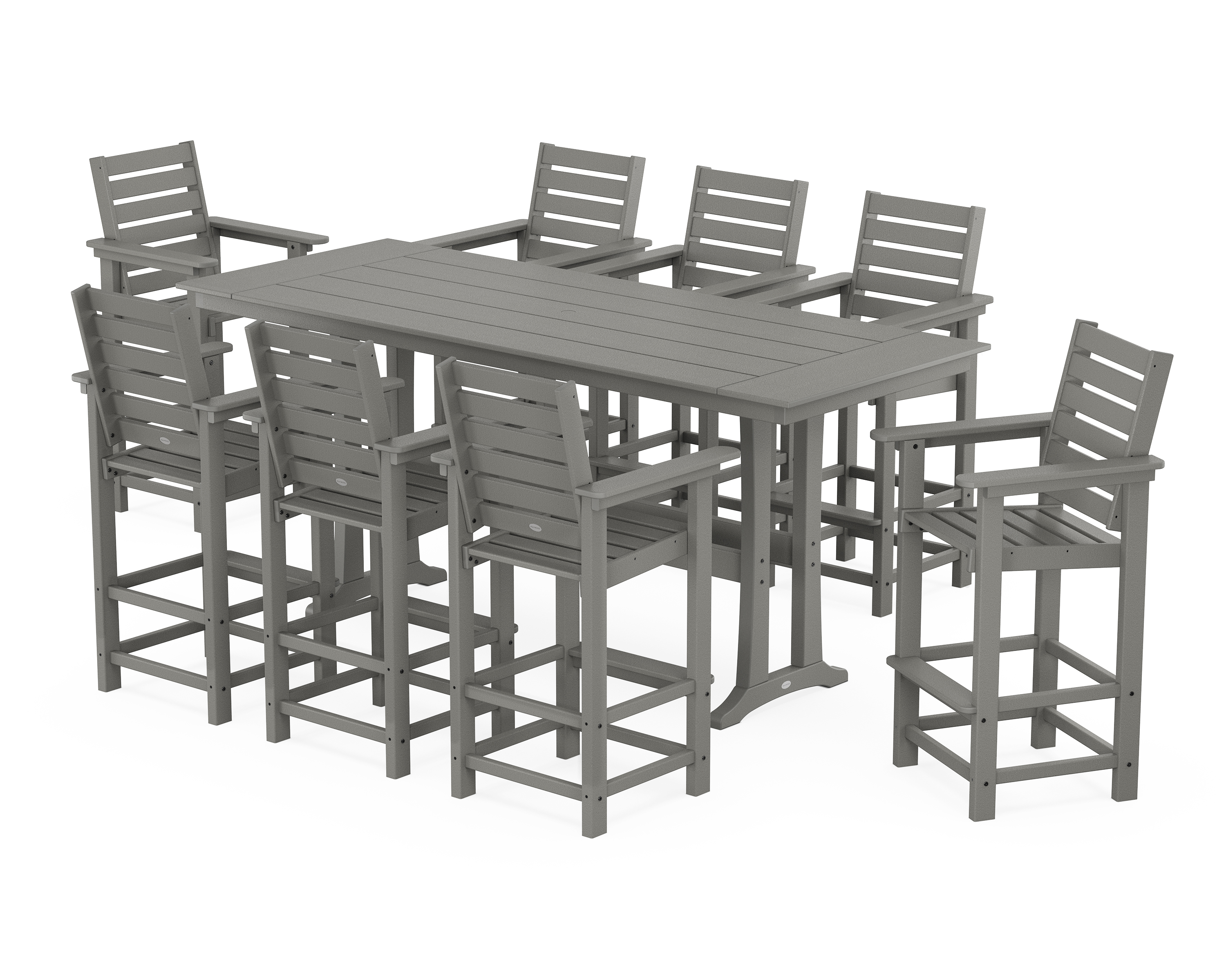 POLYWOOD Captain 9-Piece Farmhouse Bar Set with Trestle Legs
