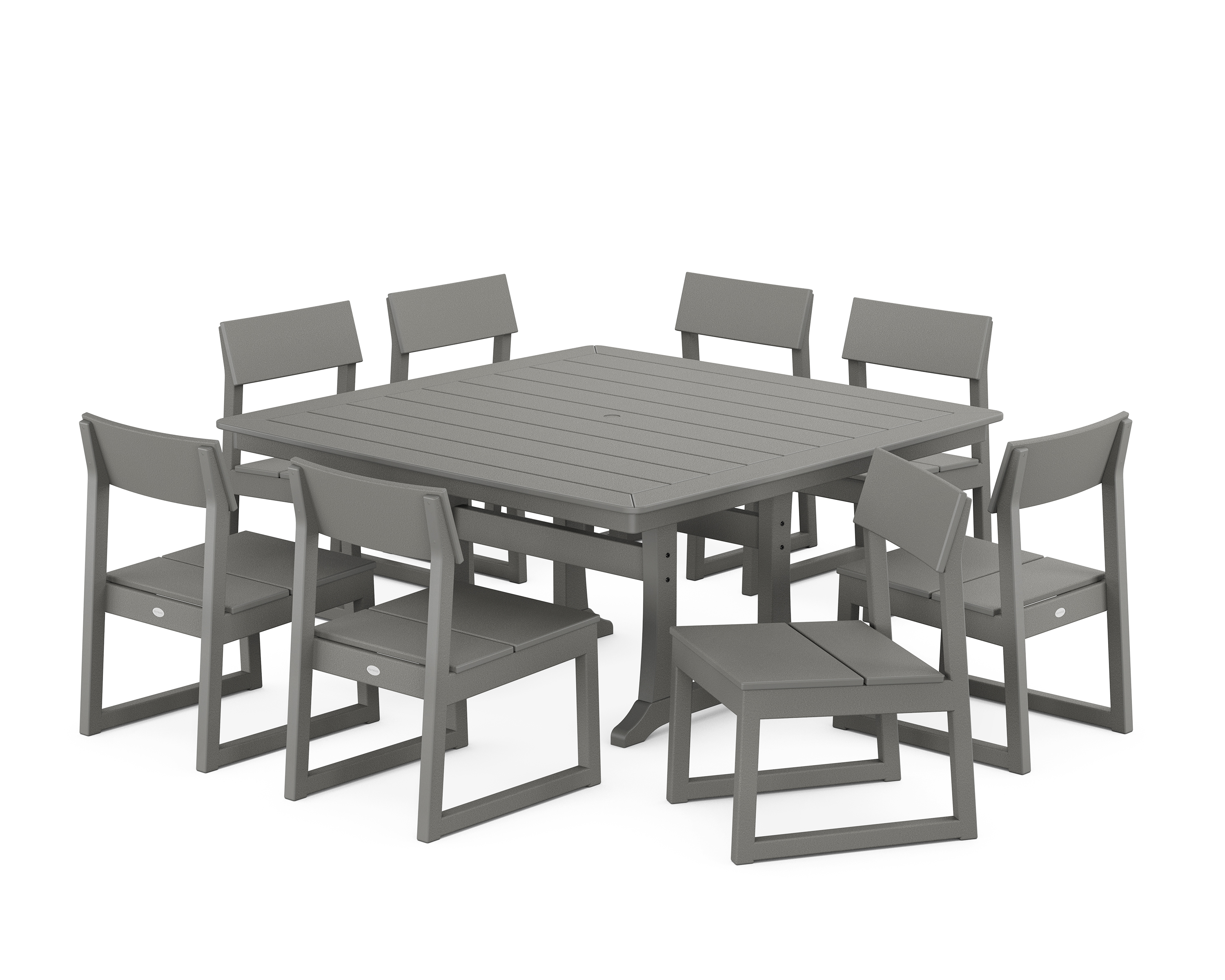 POLYWOOD EDGE Side Chair 9-Piece Dining Set with Trestle Legs