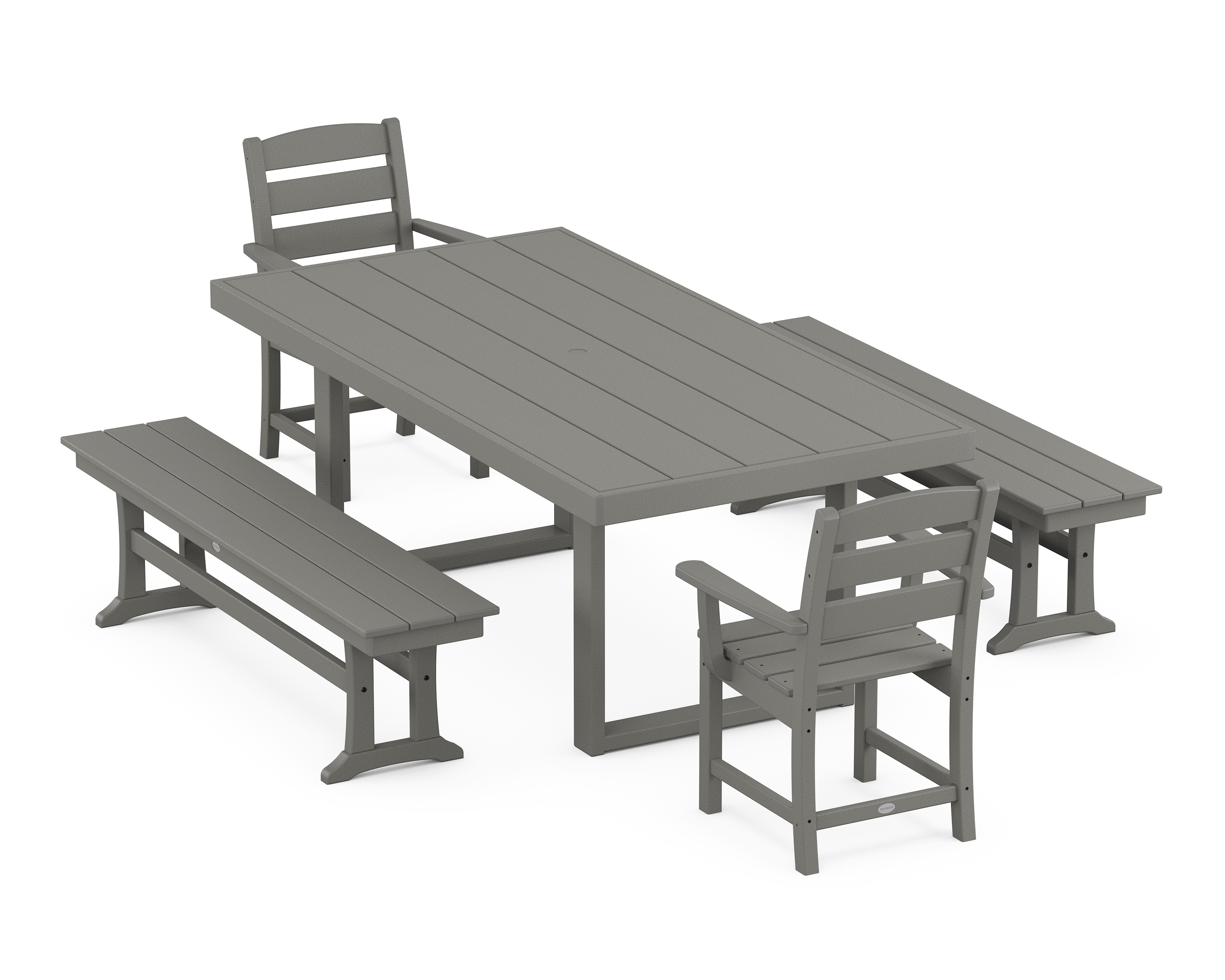 POLYWOOD Lakeside 5-Piece Dining Set with Benches