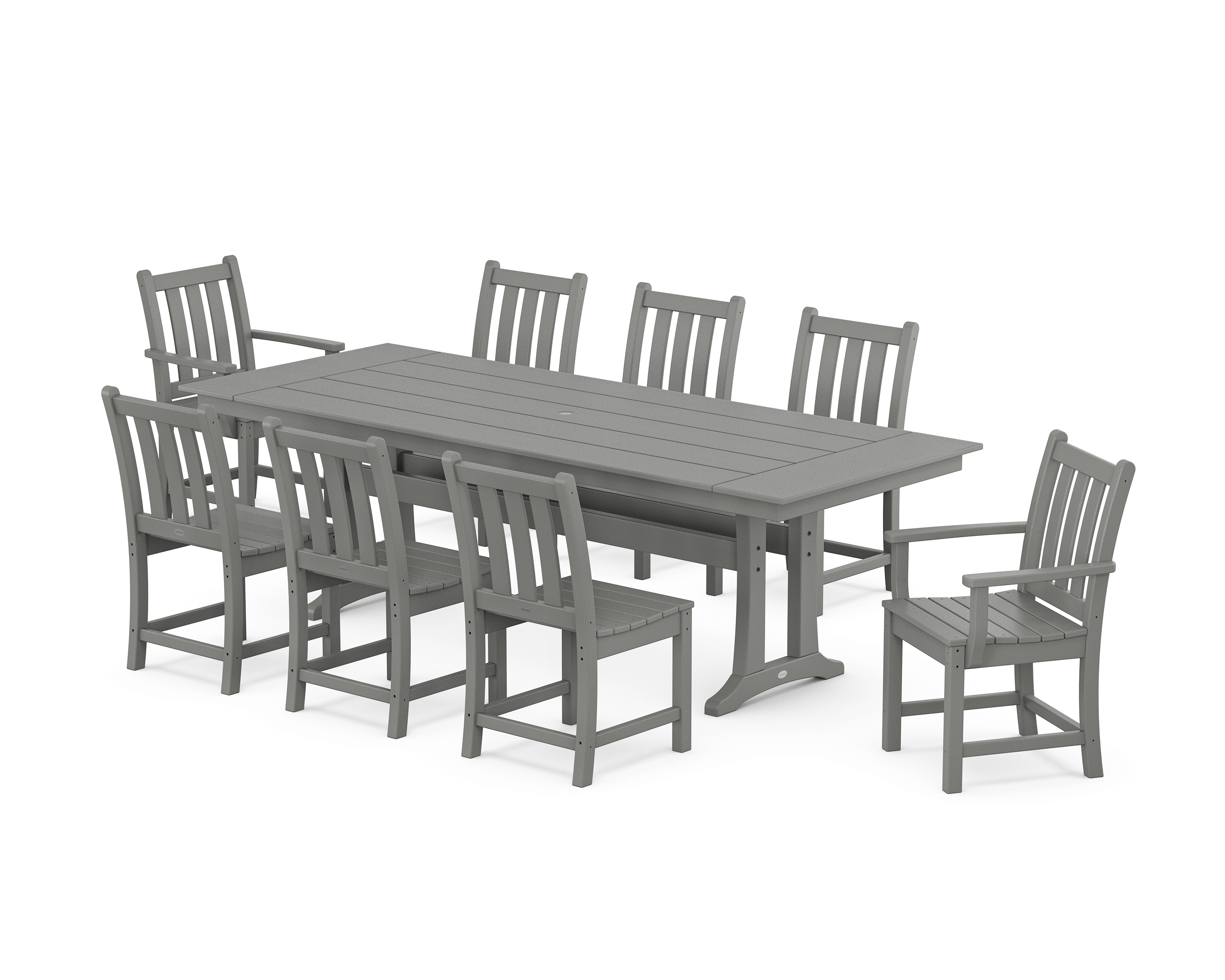 POLYWOOD Traditional Garden 9-Piece Farmhouse Dining Set with Trestle Legs