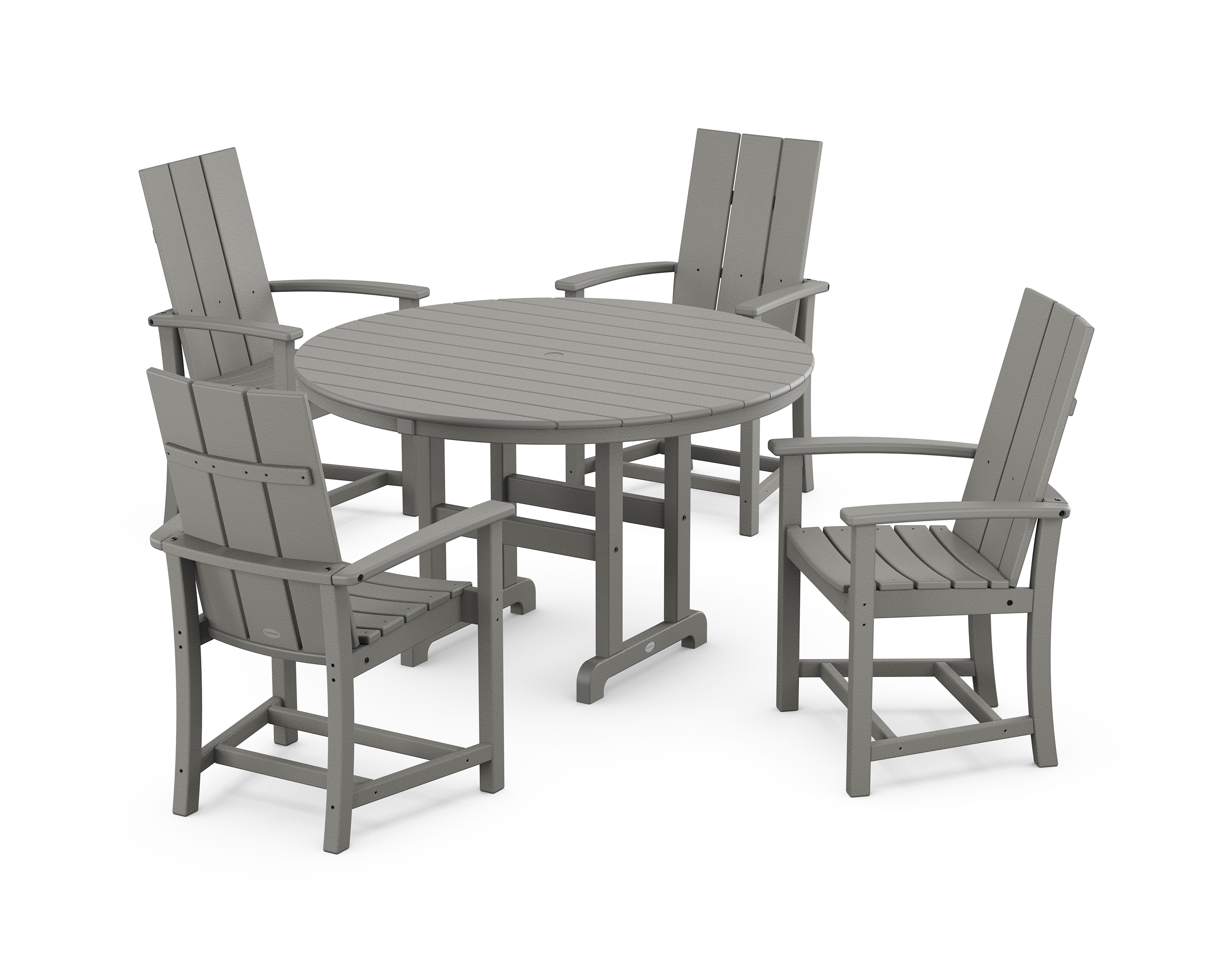 POLYWOOD Modern Adirondack 5-Piece Round Farmhouse Dining Set