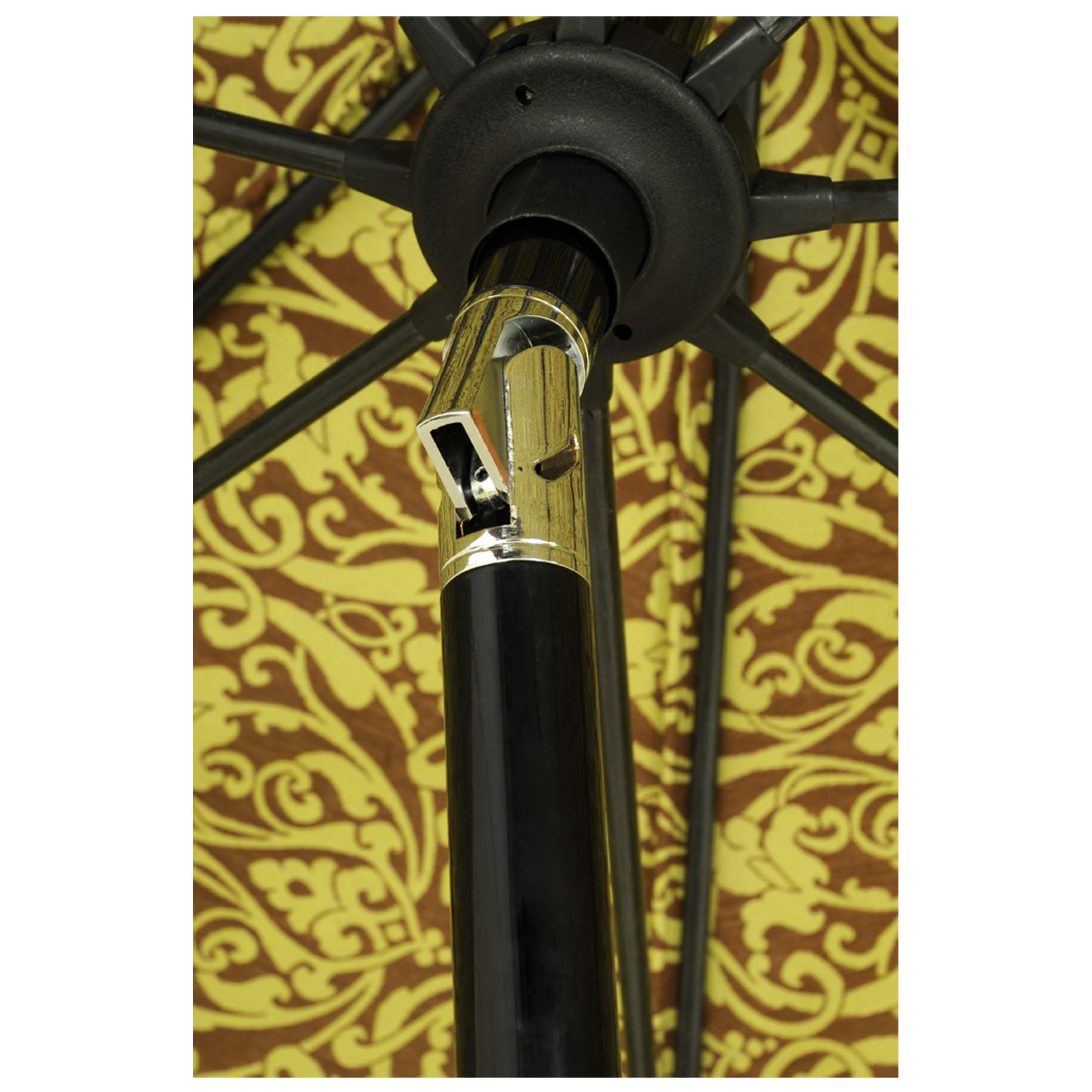 9 Ft Heavy Duty Aluminum Market Crank Umbrella with Fiberglass Ribs & No Tilt