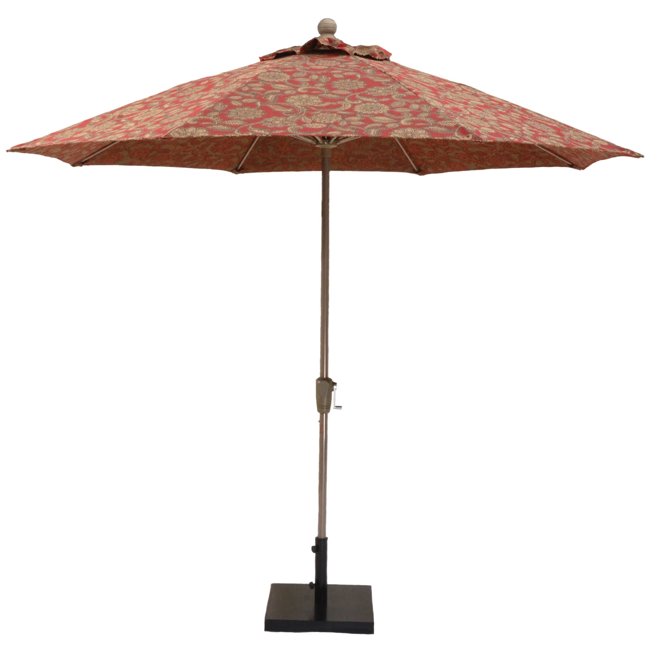 9 Ft Heavy Duty Aluminum Market Crank Umbrella with Fiberglass Ribs & No Tilt