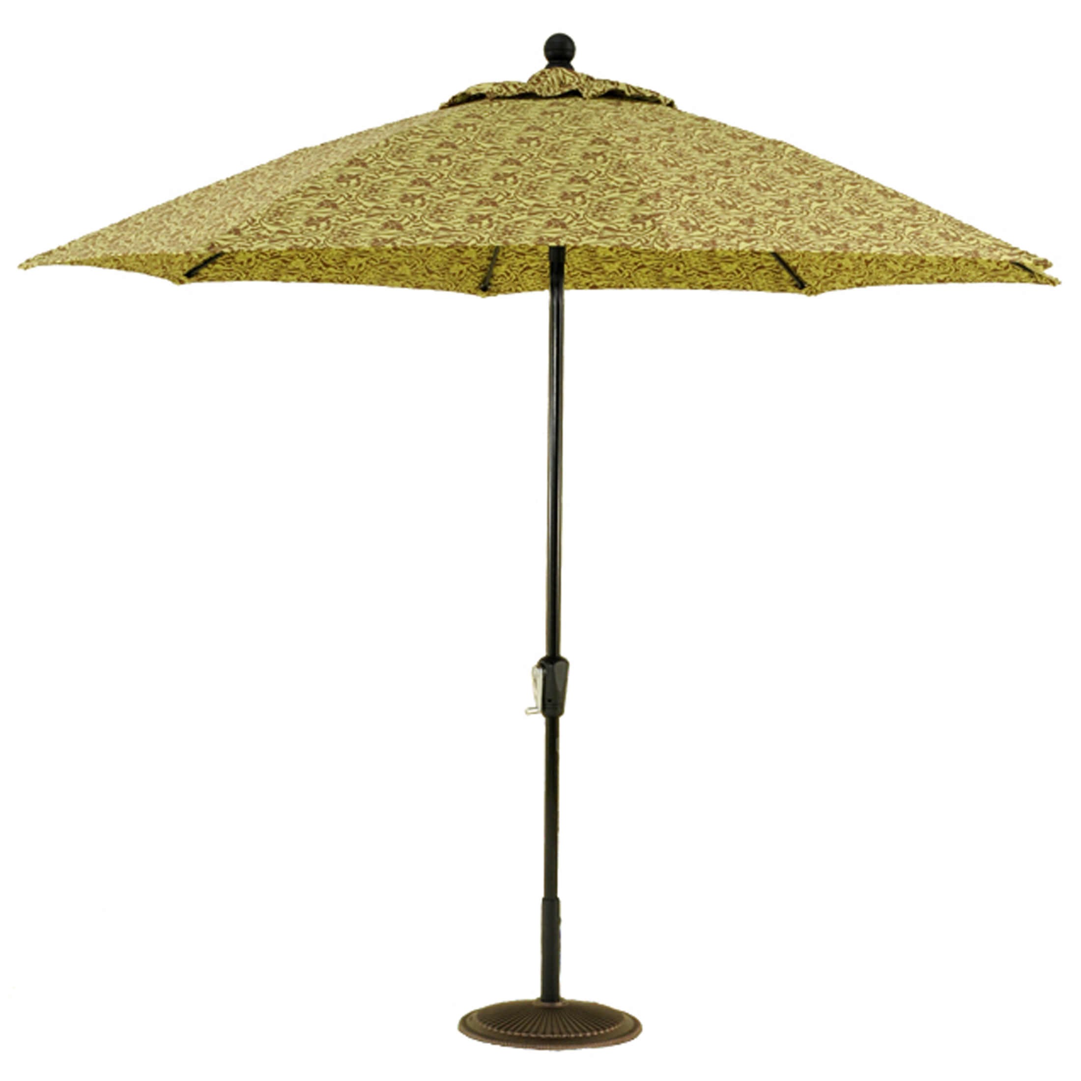 9 Ft Heavy Duty Aluminum Market Crank Umbrella with Fiberglass Ribs & No Tilt