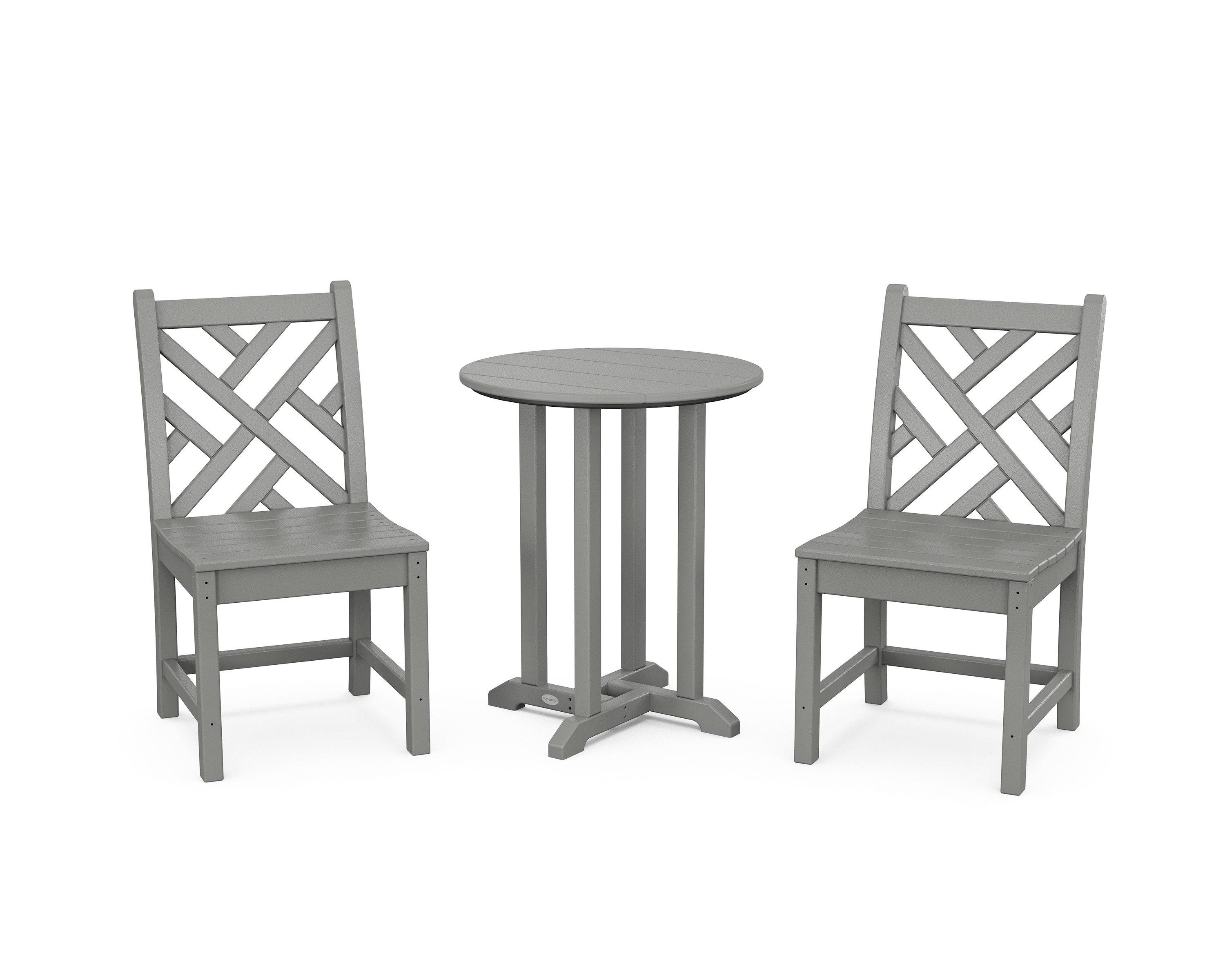 POLYWOOD Chippendale Side Chair 3-Piece Round Bistro Dining Set