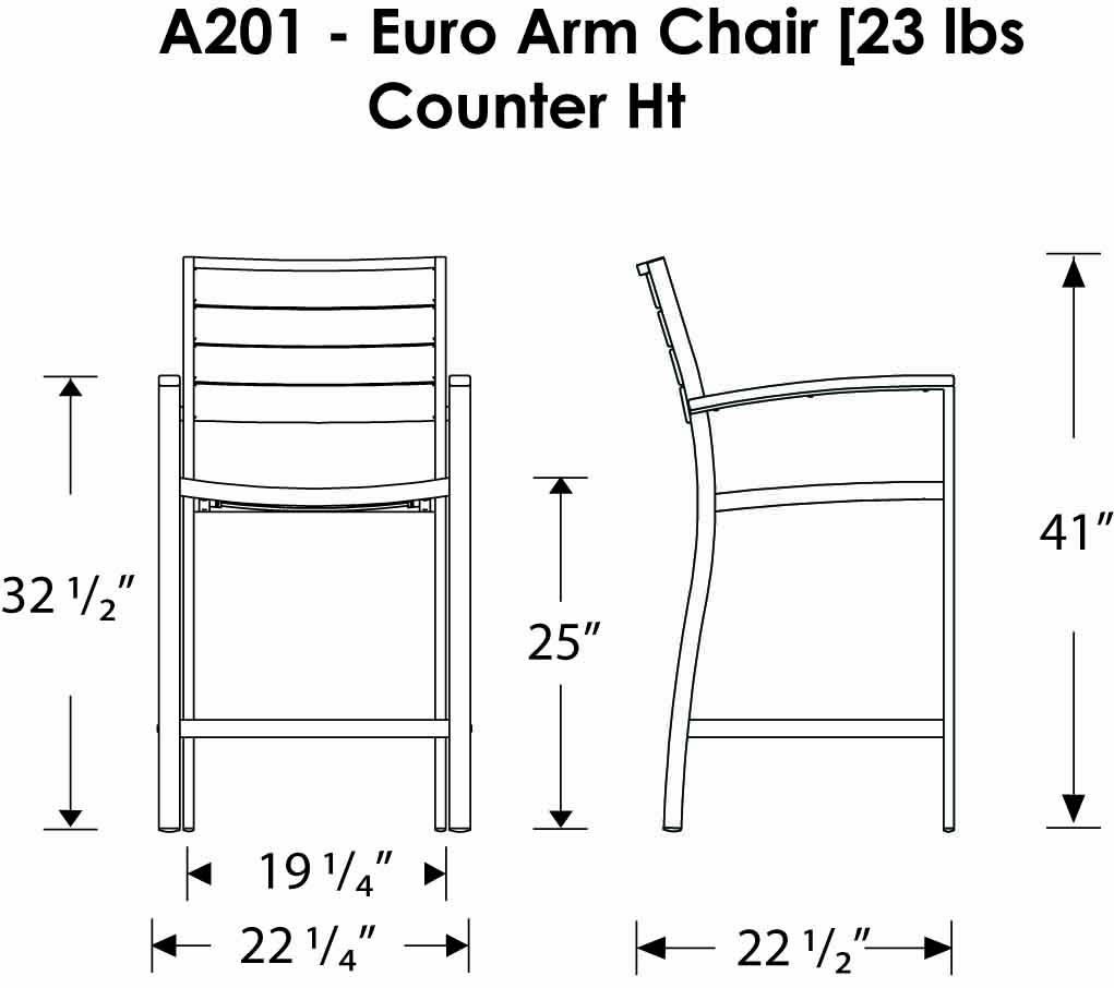 POLYWOOD® Euro Counter Arm Chair
