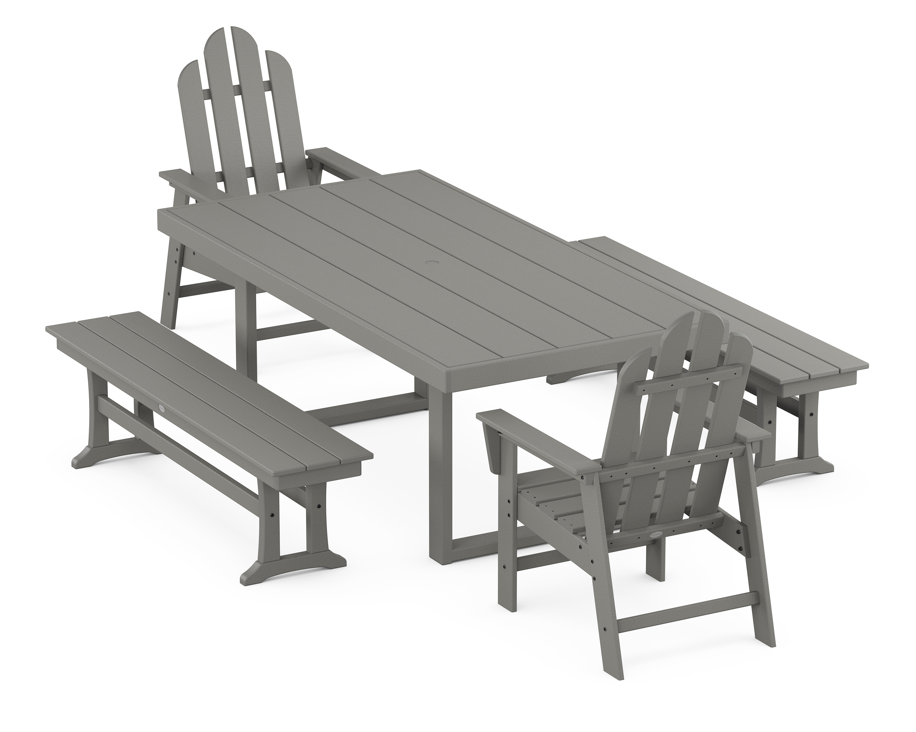 POLYWOOD Long Island 5-Piece Dining Set with Benches