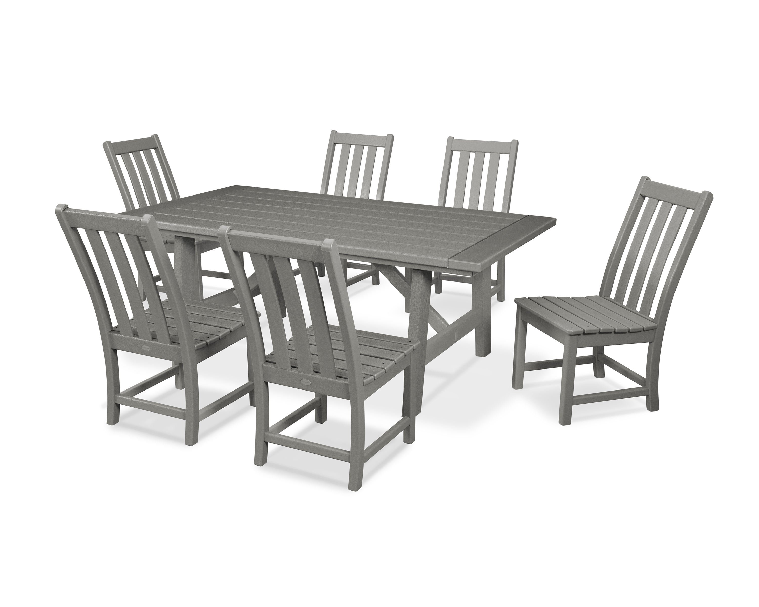 POLYWOOD Vineyard 7-Piece Rustic Farmhouse Side Chair Dining Set