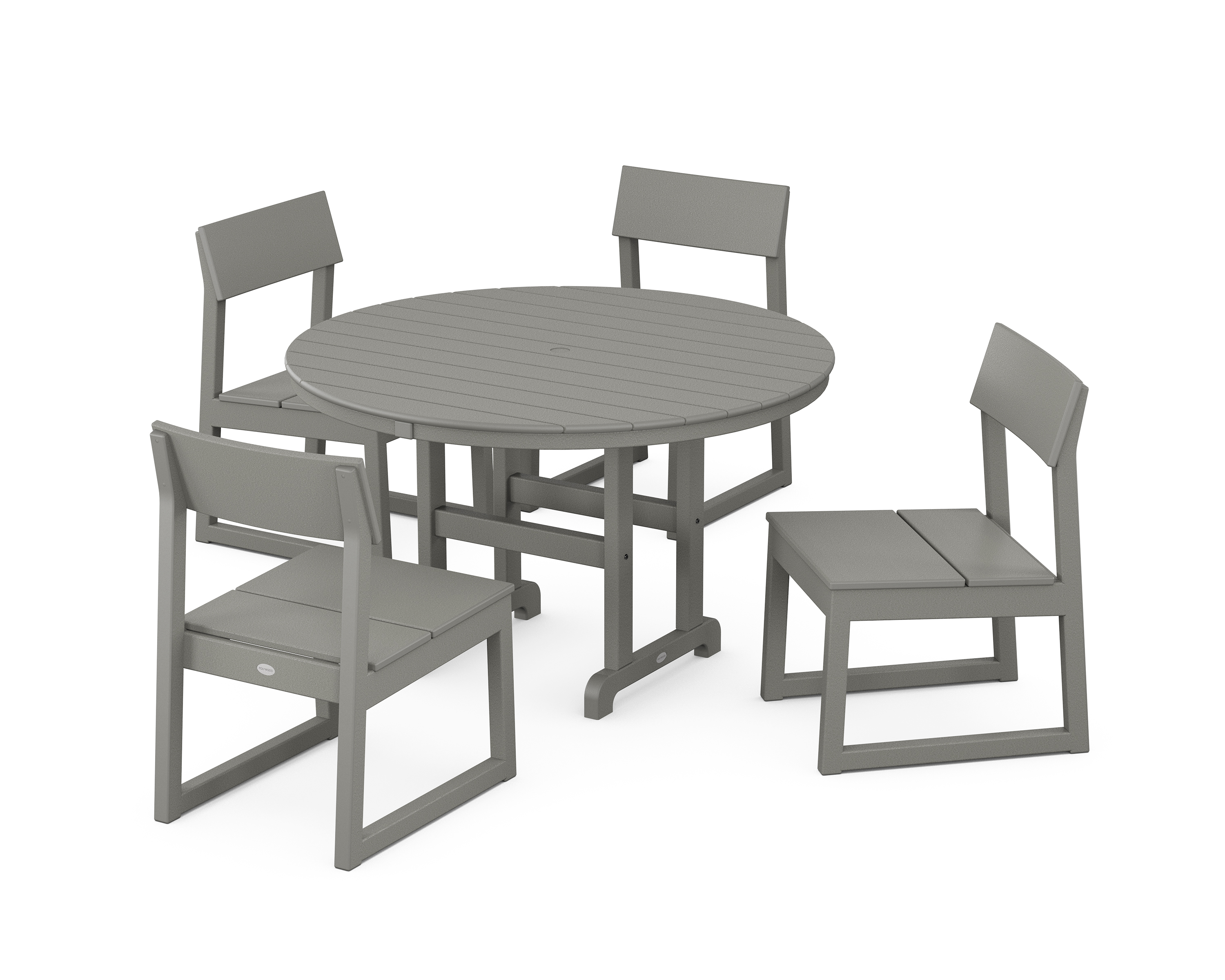 POLYWOOD EDGE Side Chair 5-Piece Round Farmhouse Dining Set