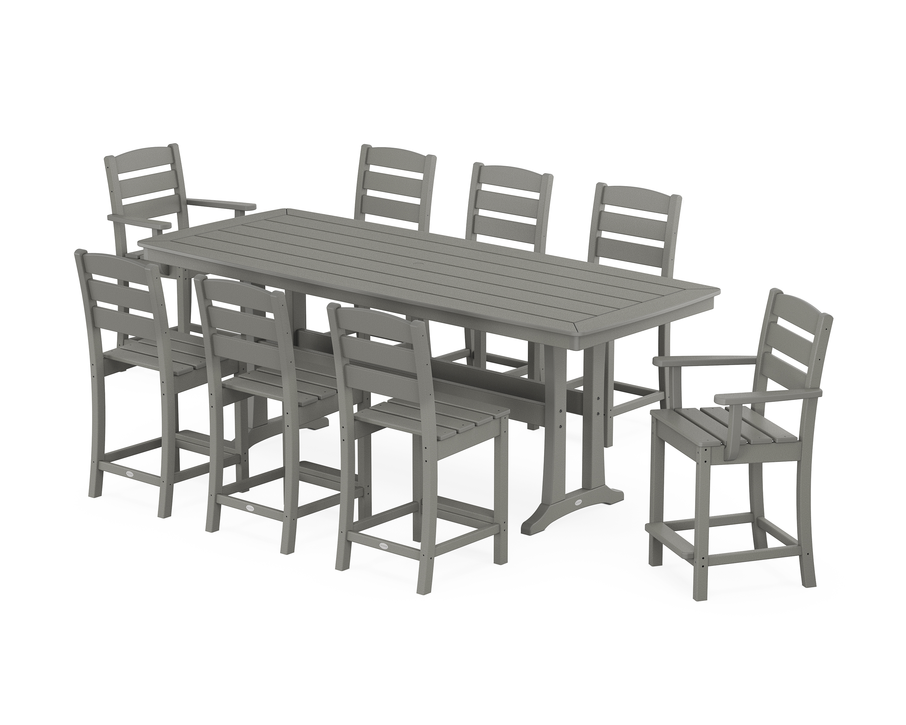 POLYWOOD Lakeside 9-Piece Counter Set with Trestle Legs