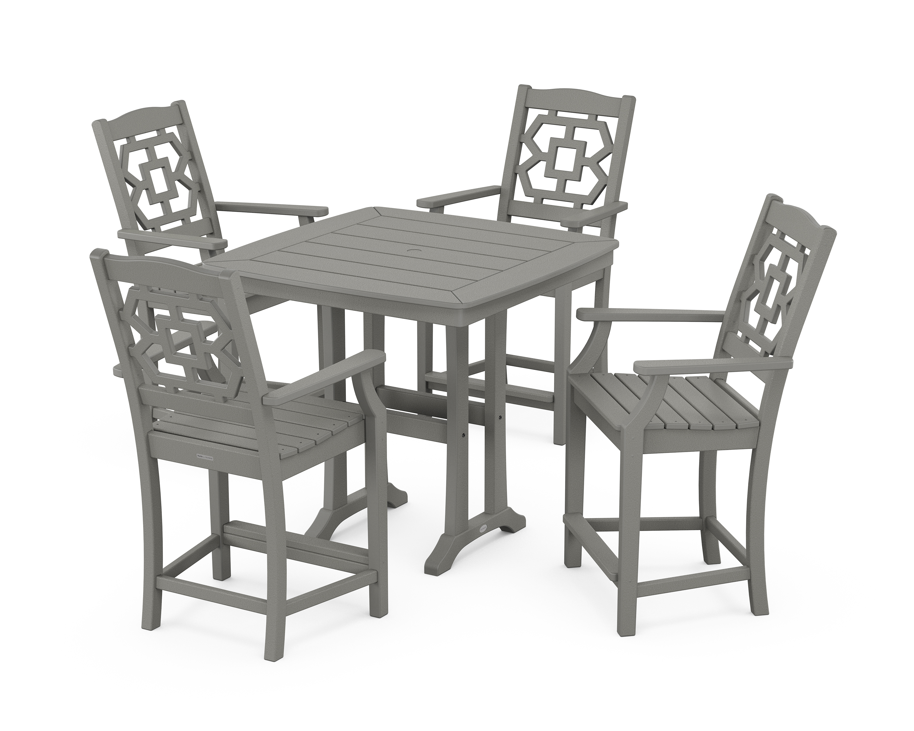 POLYWOOD Chinoiserie 5-Piece Counter Set with Trestle Legs