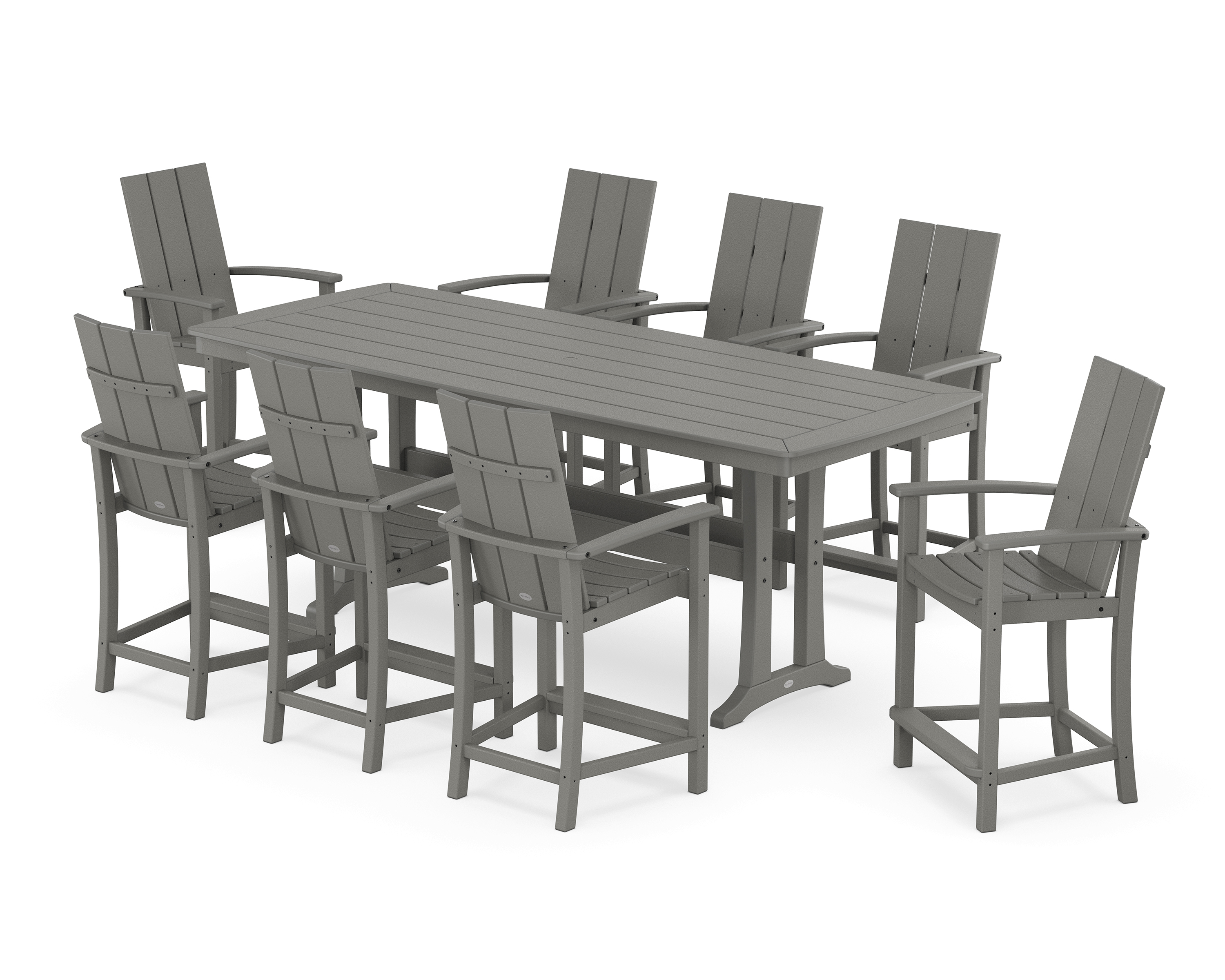 POLYWOOD Modern Adirondack 9-Piece Counter Set with Trestle Legs