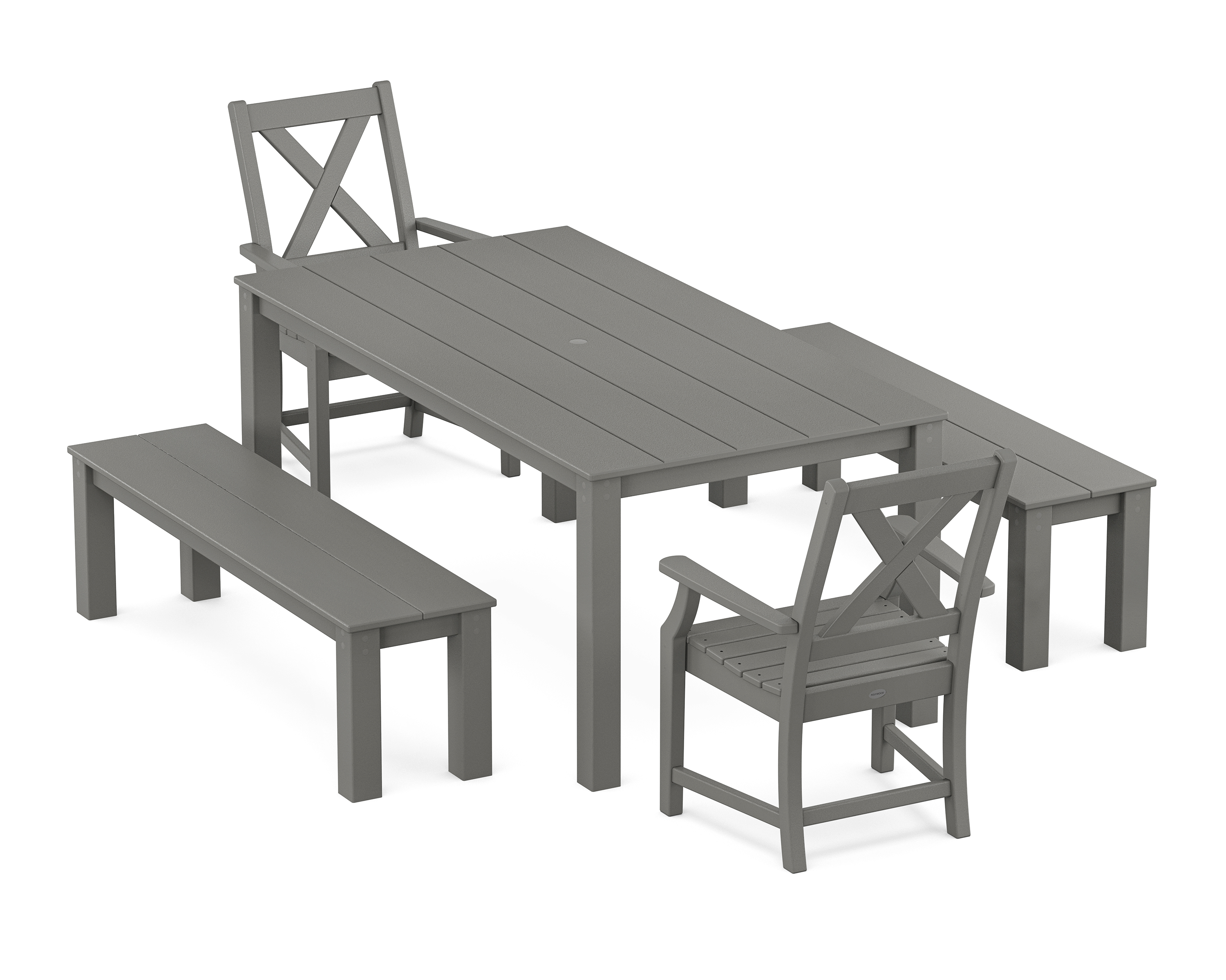 POLYWOOD Braxton 5-Piece Parsons Dining Set with Benches
