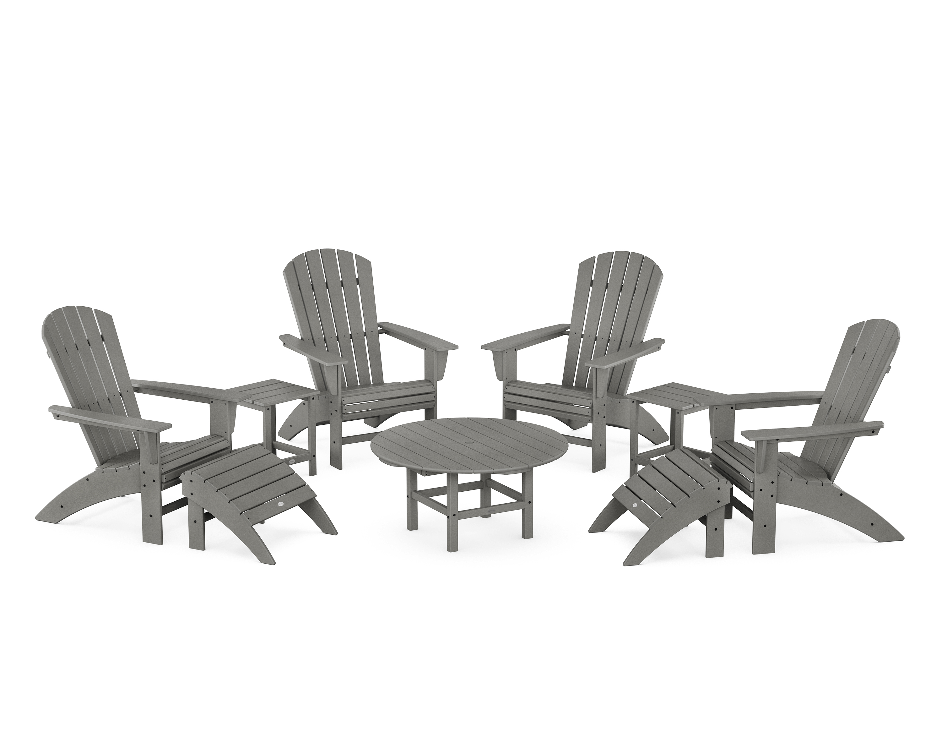 POLYWOOD Nautical Curveback Adirondack Chair 9-Piece Conversation Set