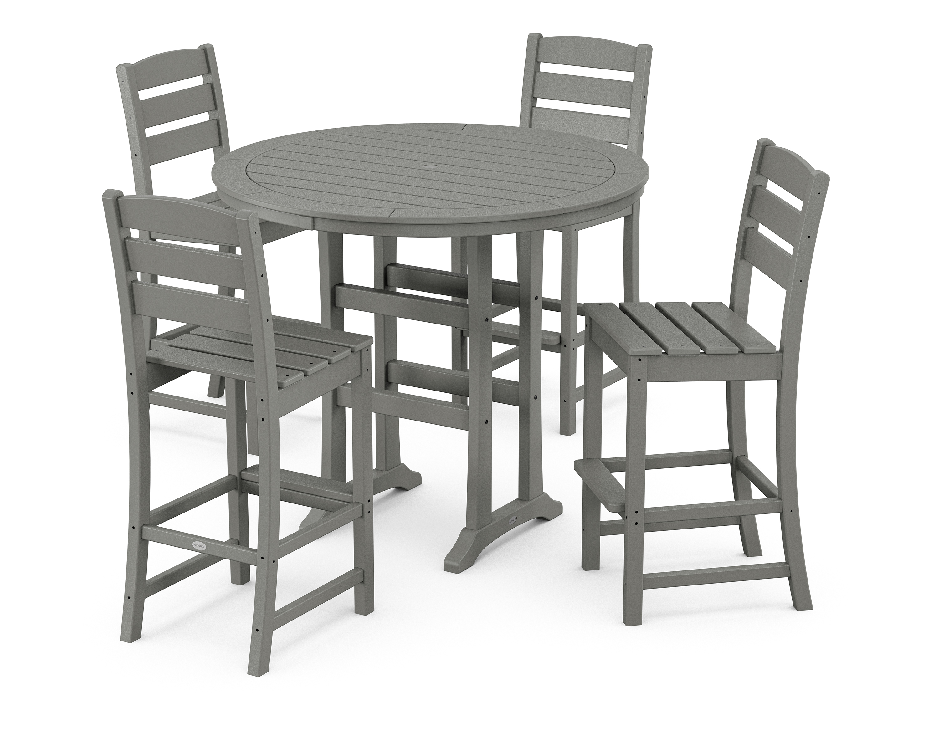 POLYWOOD Lakeside 5-Piece Round Farmhouse Side Chair Bar Set