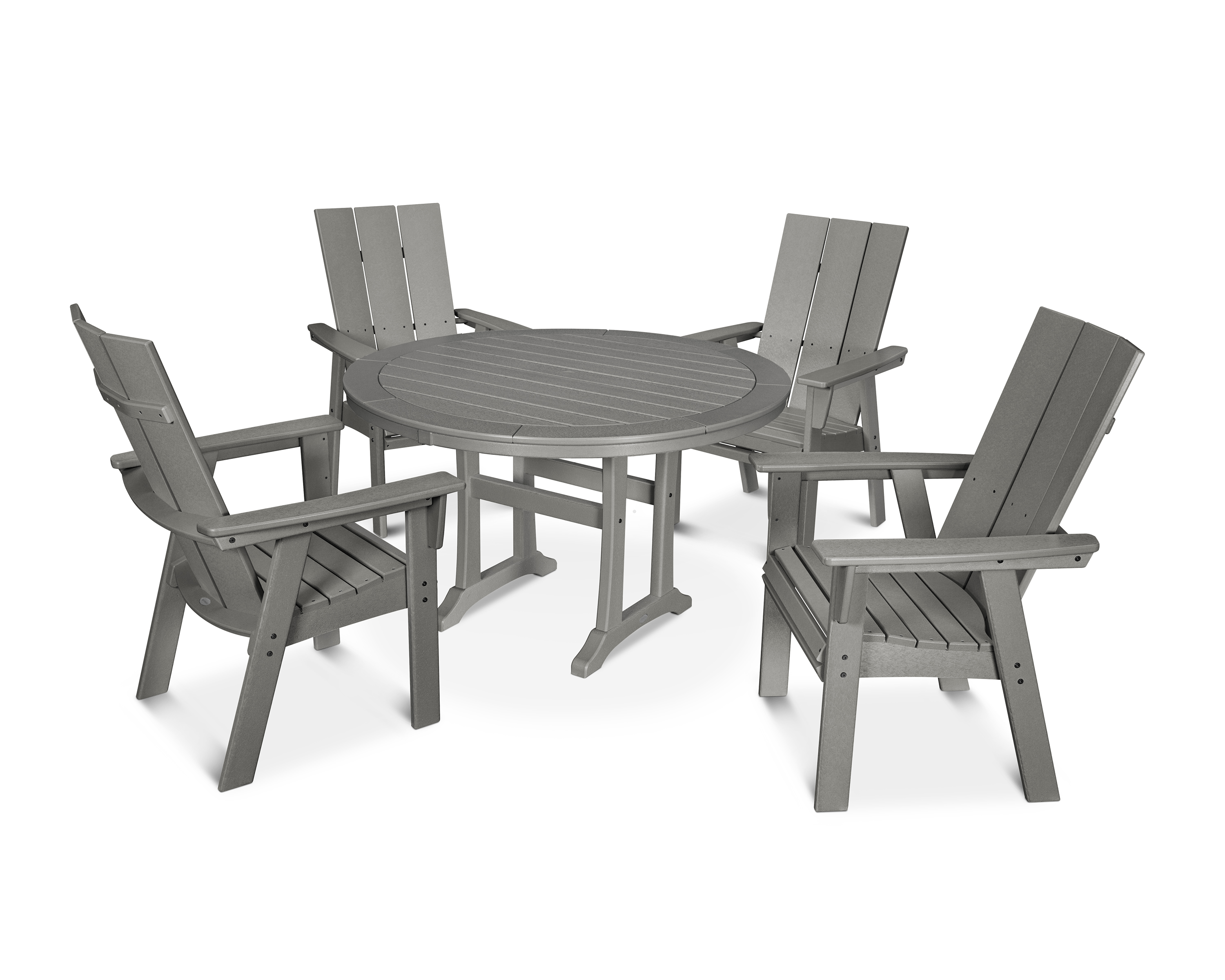 POLYWOOD Modern Curveback Adirondack 5-Piece Nautical Trestle Dining Set