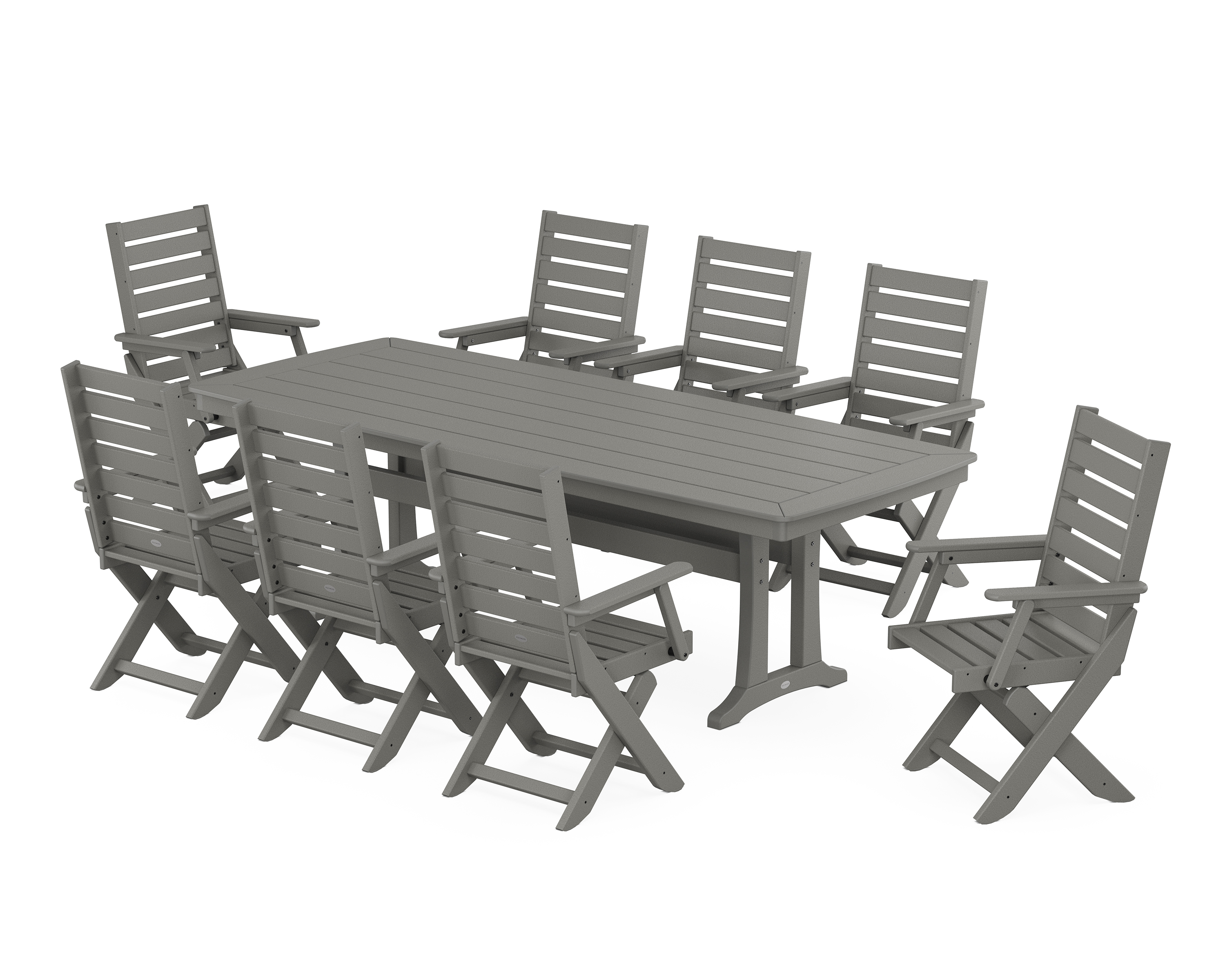 POLYWOOD Captain 9-Piece Dining Set with Trestle Legs
