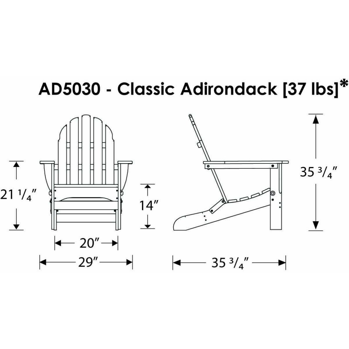 POLYWOOD® Classic Folding Adirondack 5-Piece Conversation Group
