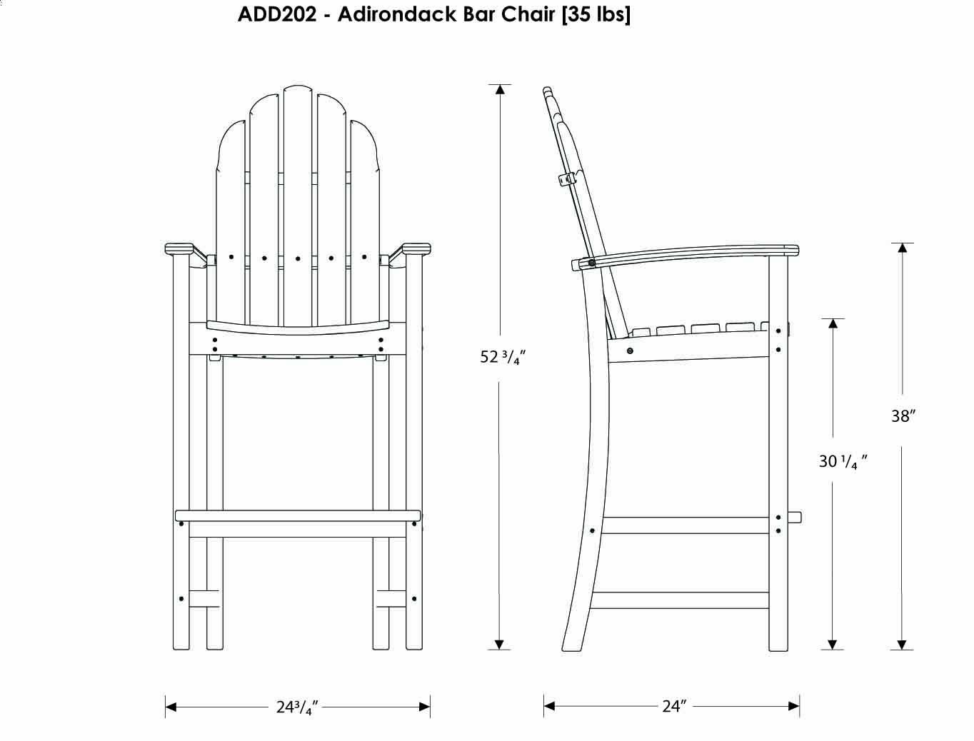 POLYWOOD® Classic Adirondack Bar Chair