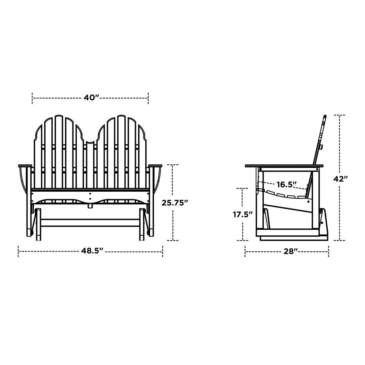 POLYWOOD Classic Adirondack 48 in Glider Bench