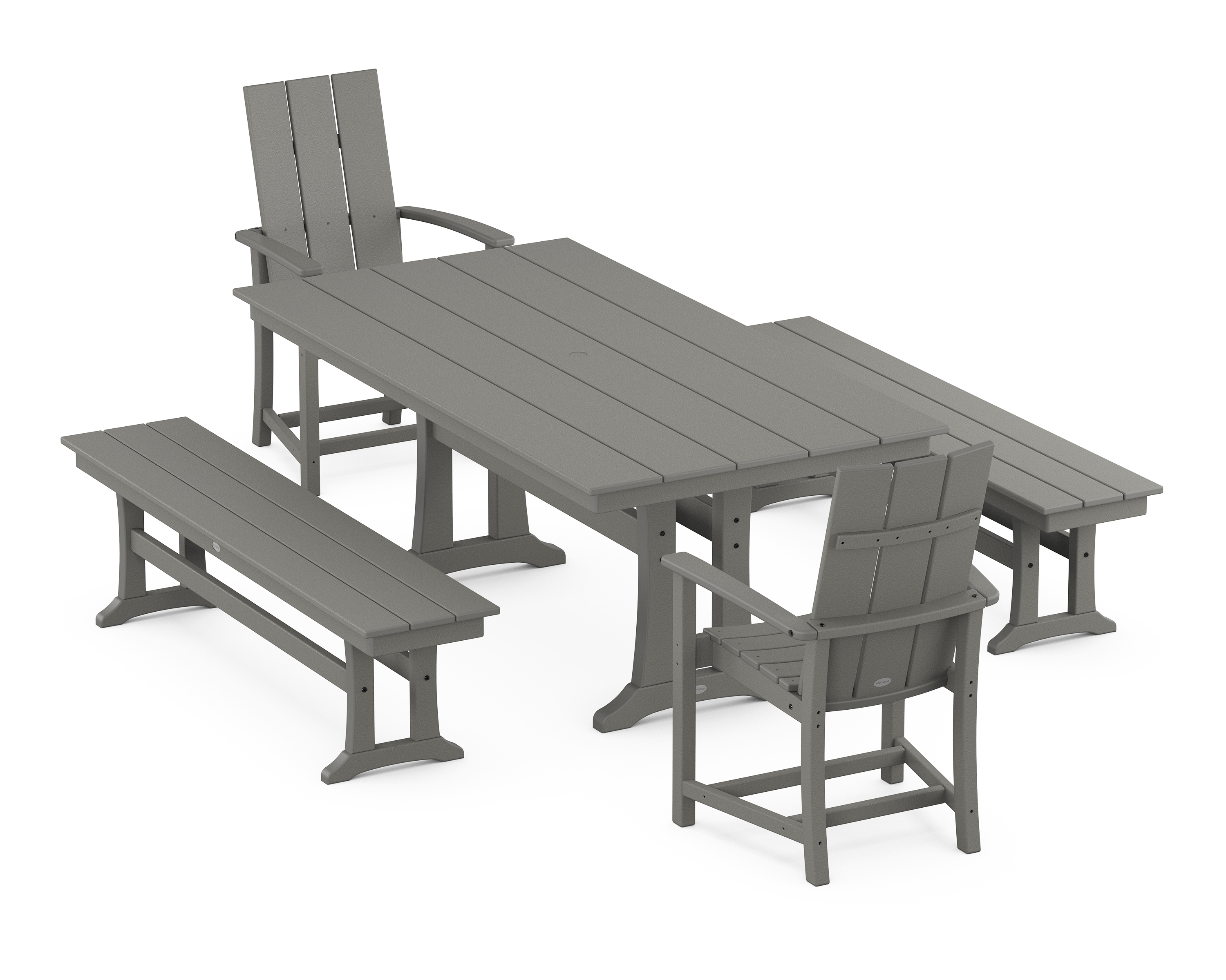 POLYWOOD Modern Adirondack 5-Piece Farmhouse Dining Set With Trestle Legs