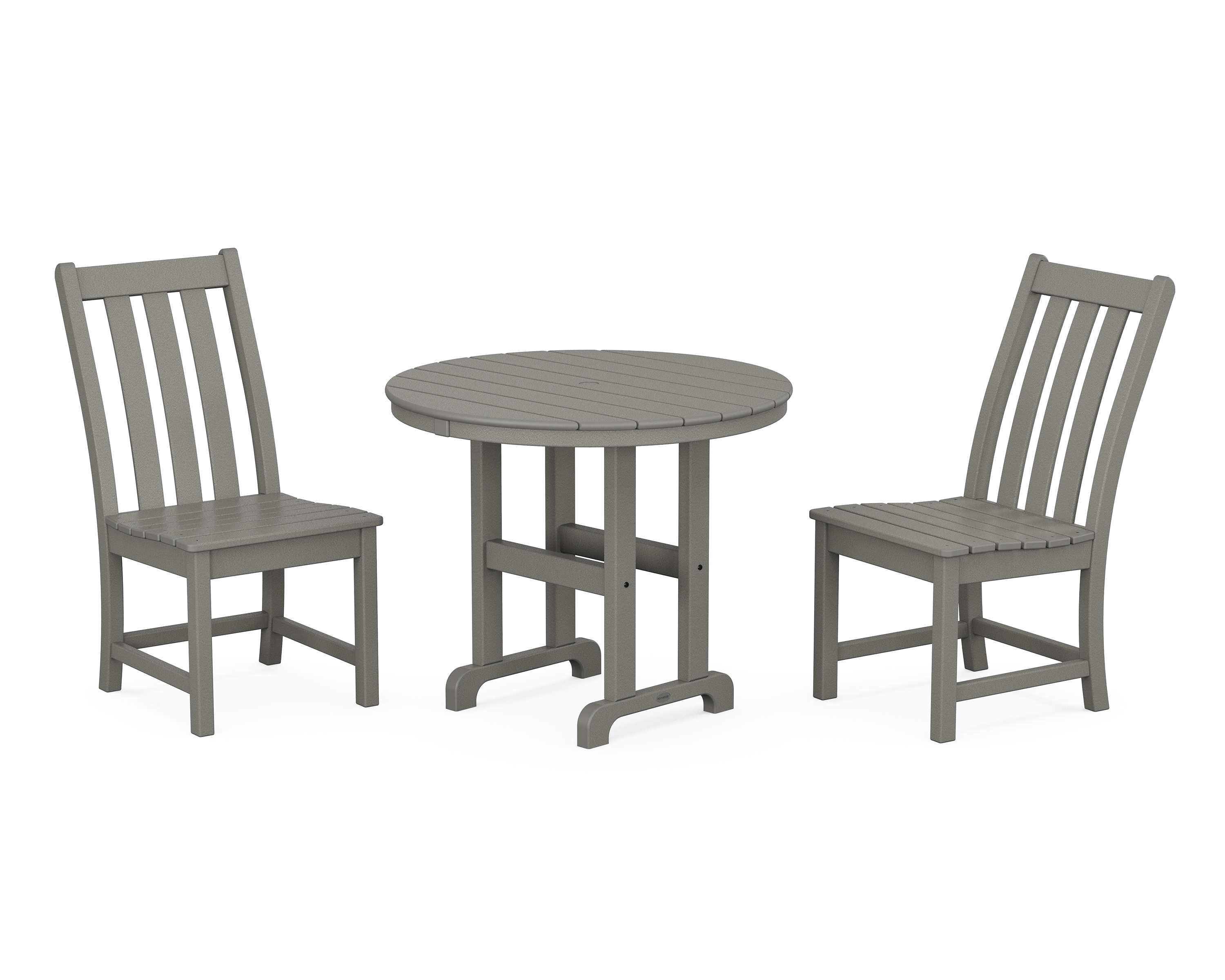 POLYWOOD Vineyard Side Chair 3-Piece Round Dining Set