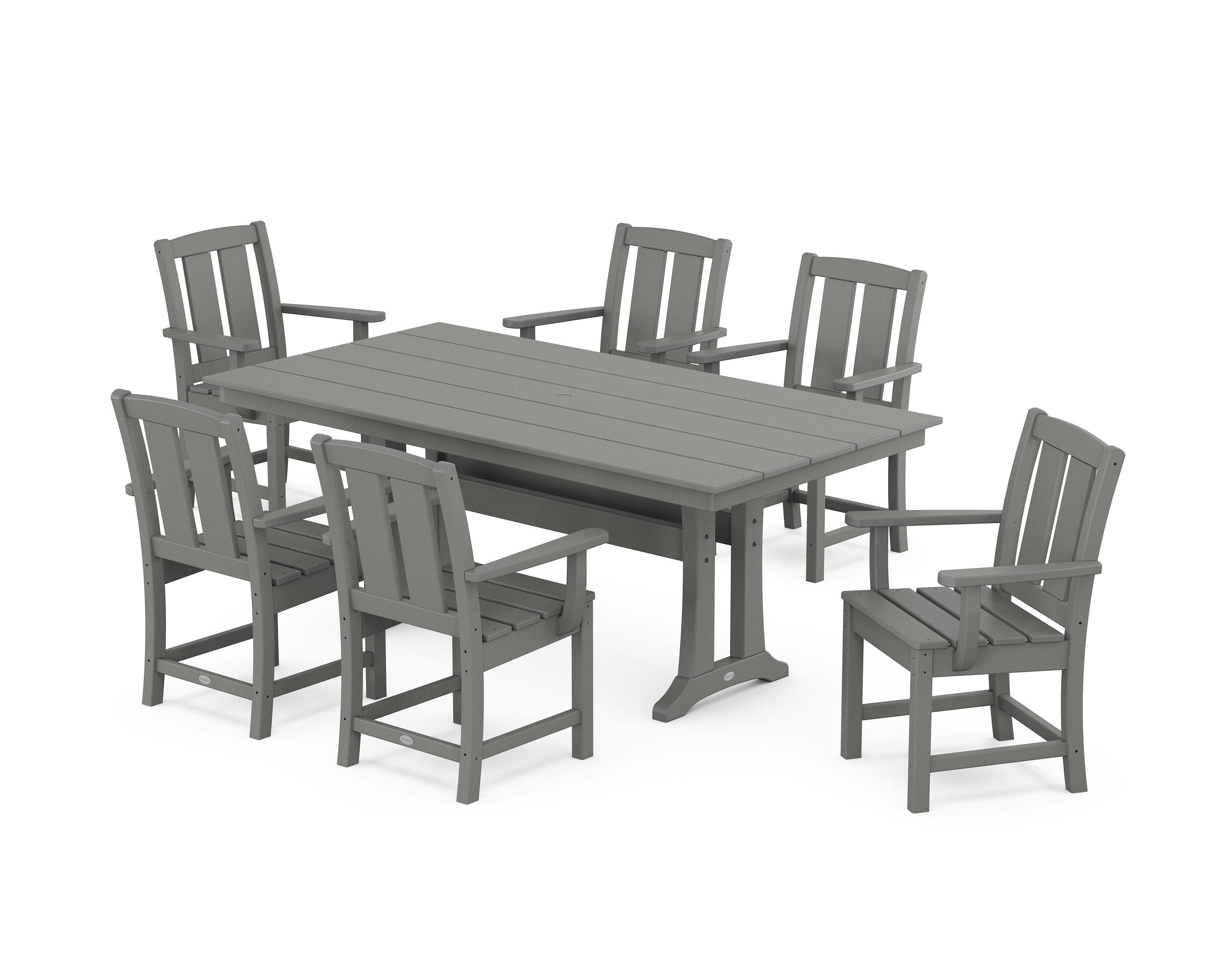 POLYWOOD Mission Arm Chair 7-Piece Farmhouse Dining Set with Trestle Legs