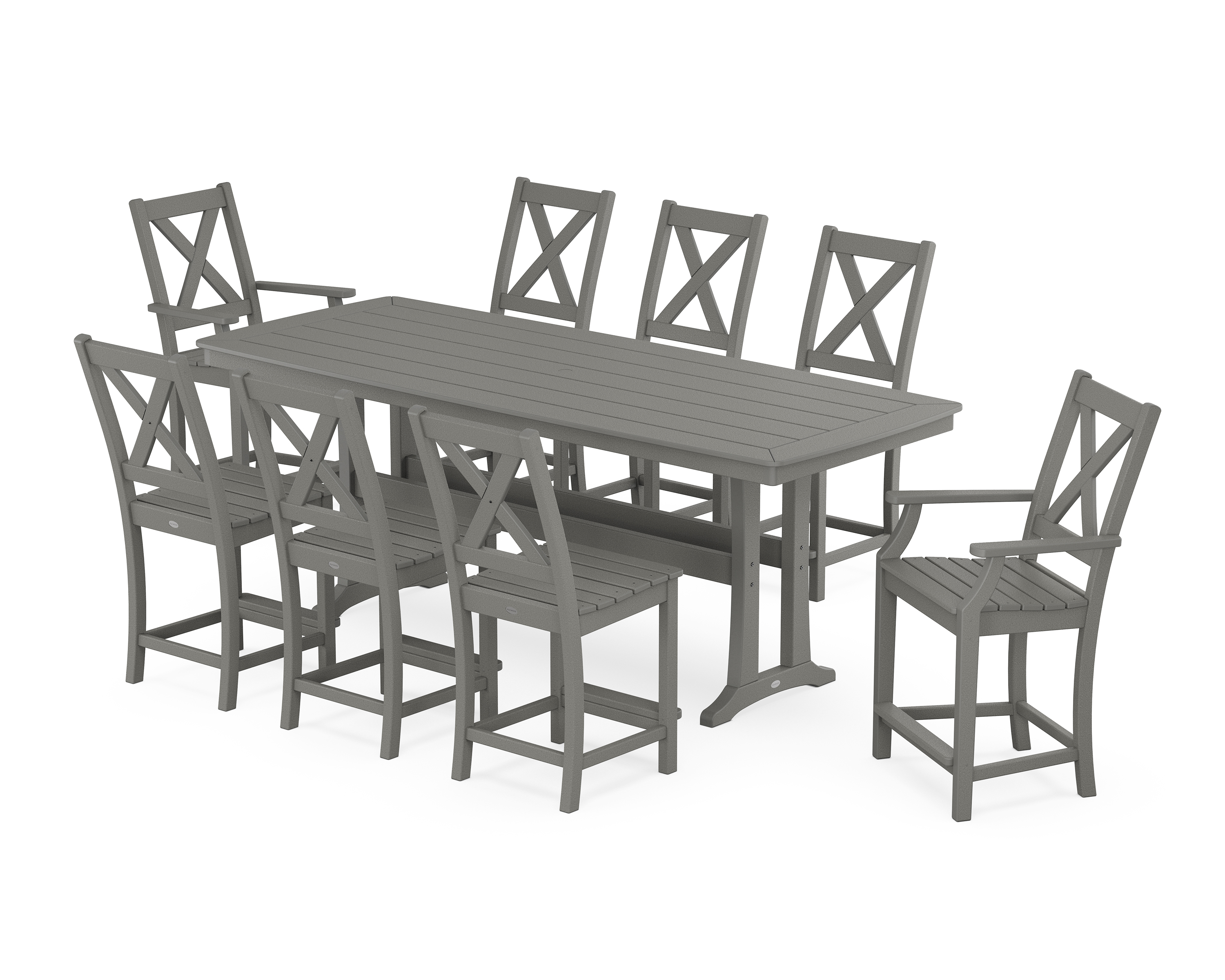 POLYWOOD Braxton 9-Piece Counter Set with Trestle Legs