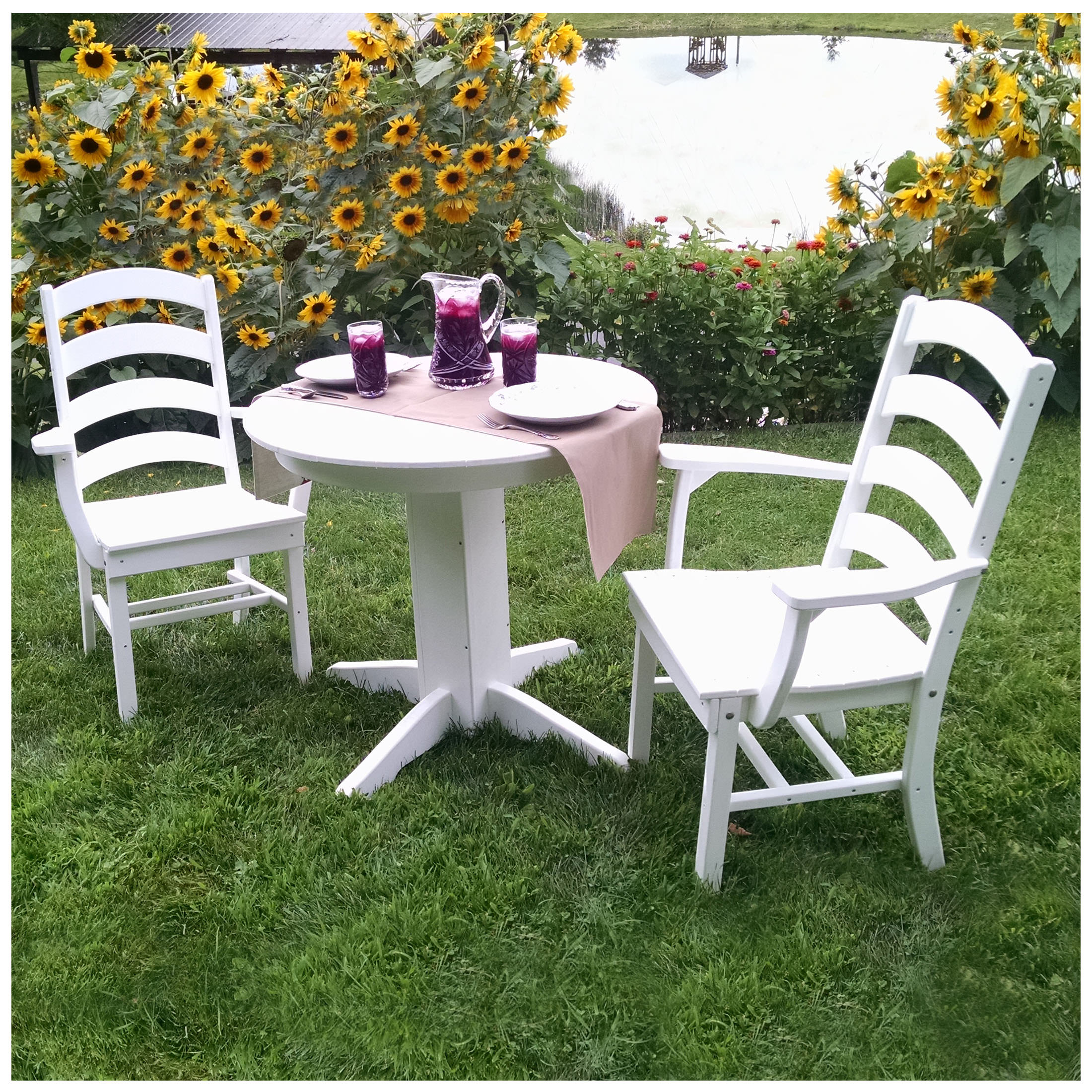 A&L Furniture 3-Piece Ladderback Dining Set