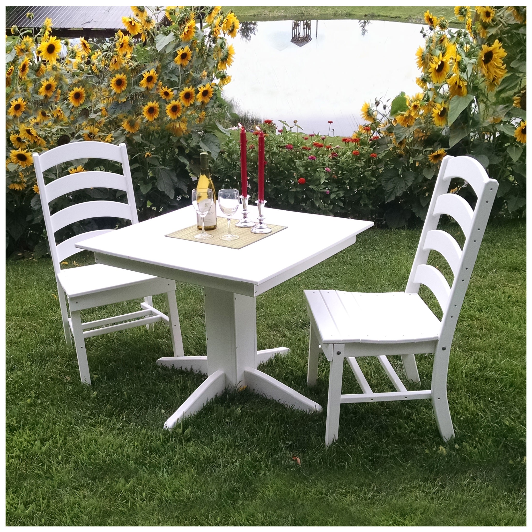 A&L Furniture 33 in Square Ladderback Dining Set