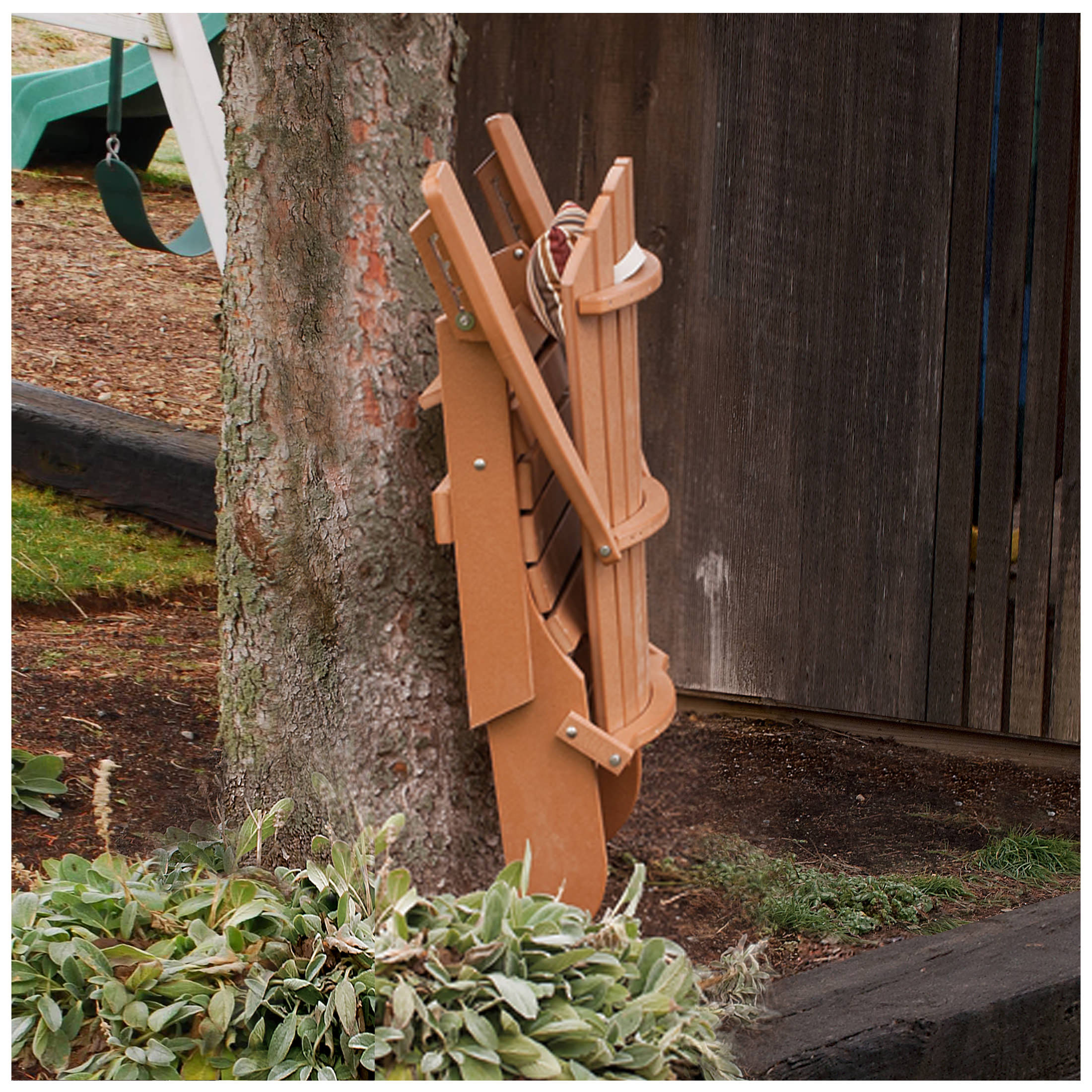 A&L Furniture Poly Folding/Reclining Adirondack Chair with Pullout Ottoman