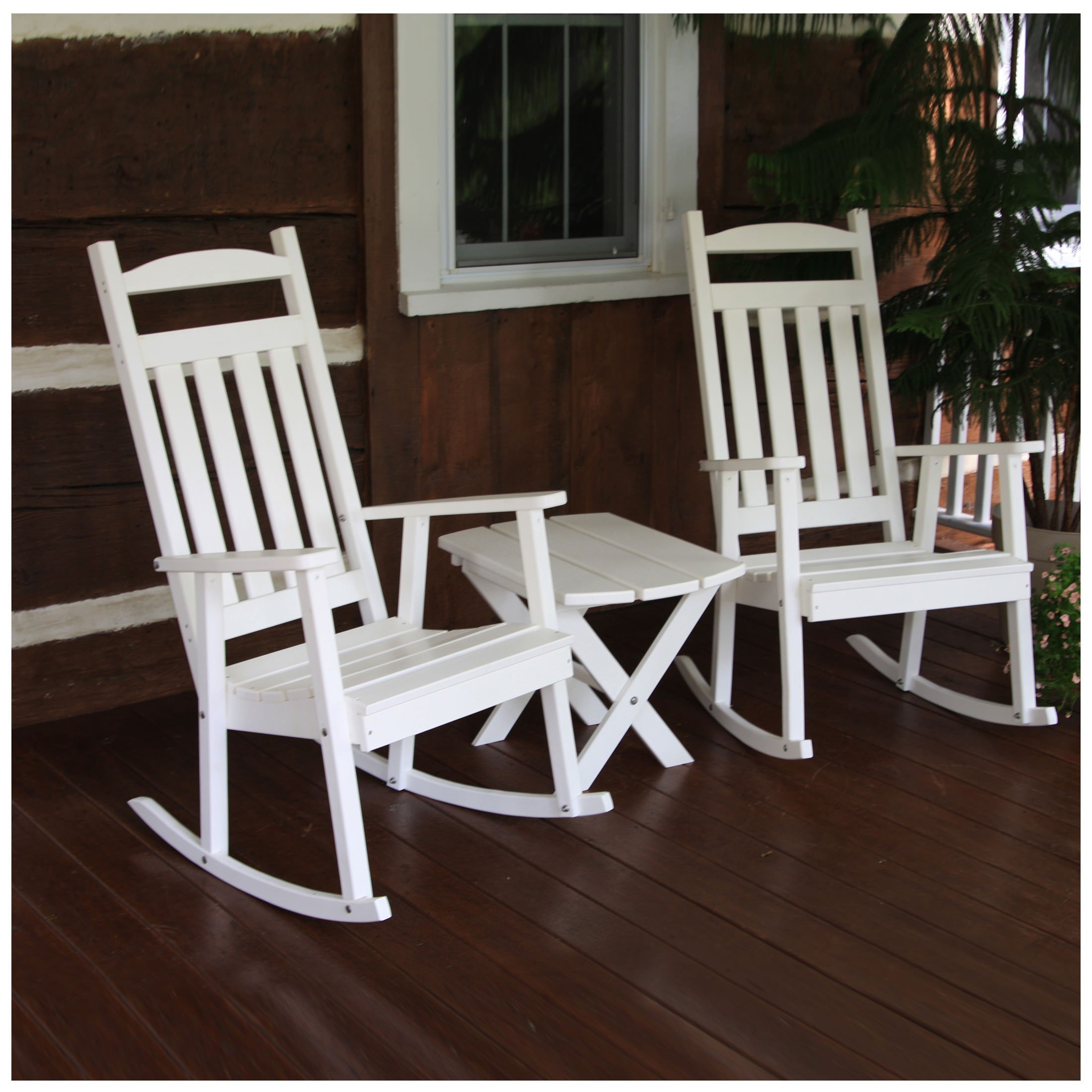 A&L Furniture Poly Classic Rockers with Folding Table Set