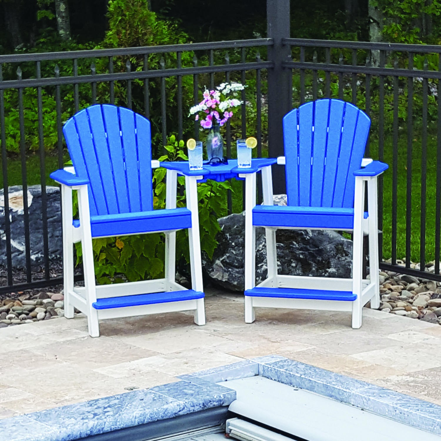 Amish Poly Comfy-Back Counter Height Settee Set