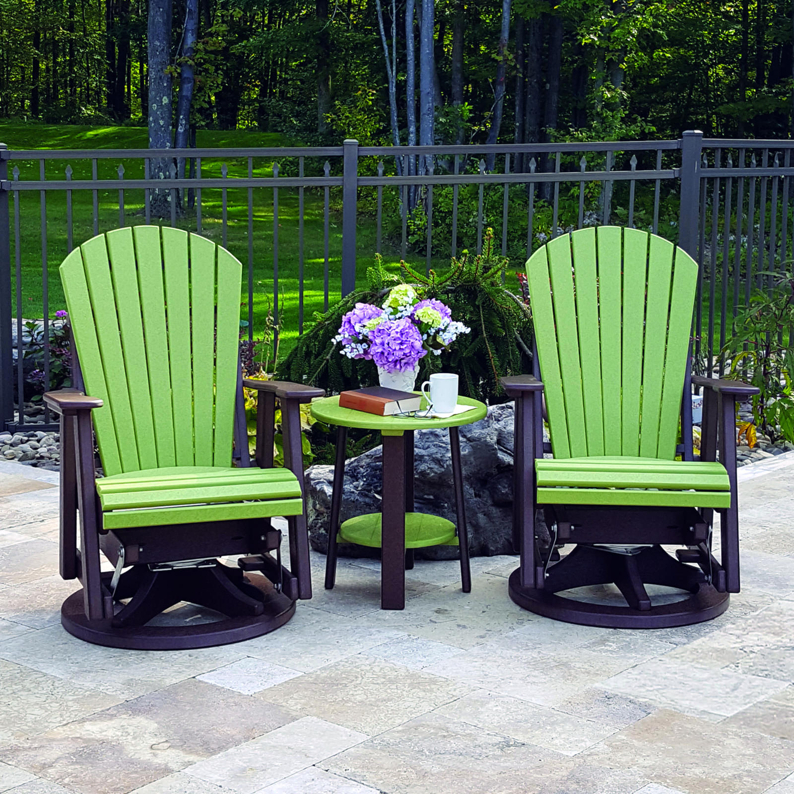 Amish Poly Comfy-Back Swivel Glider Set