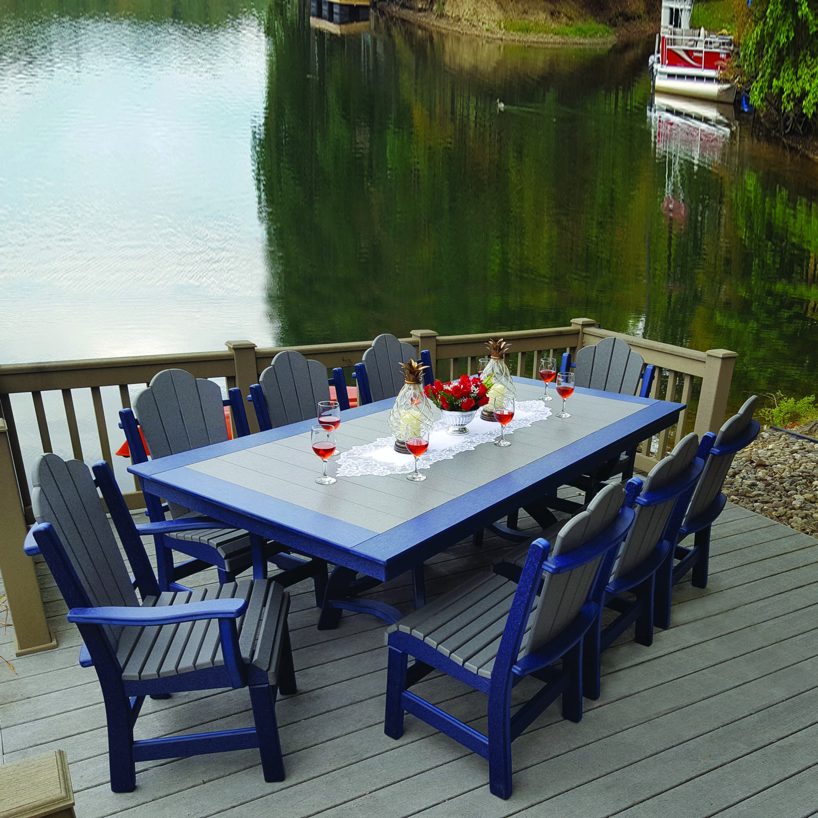 Amish Poly Daisy 9pc Dining Set