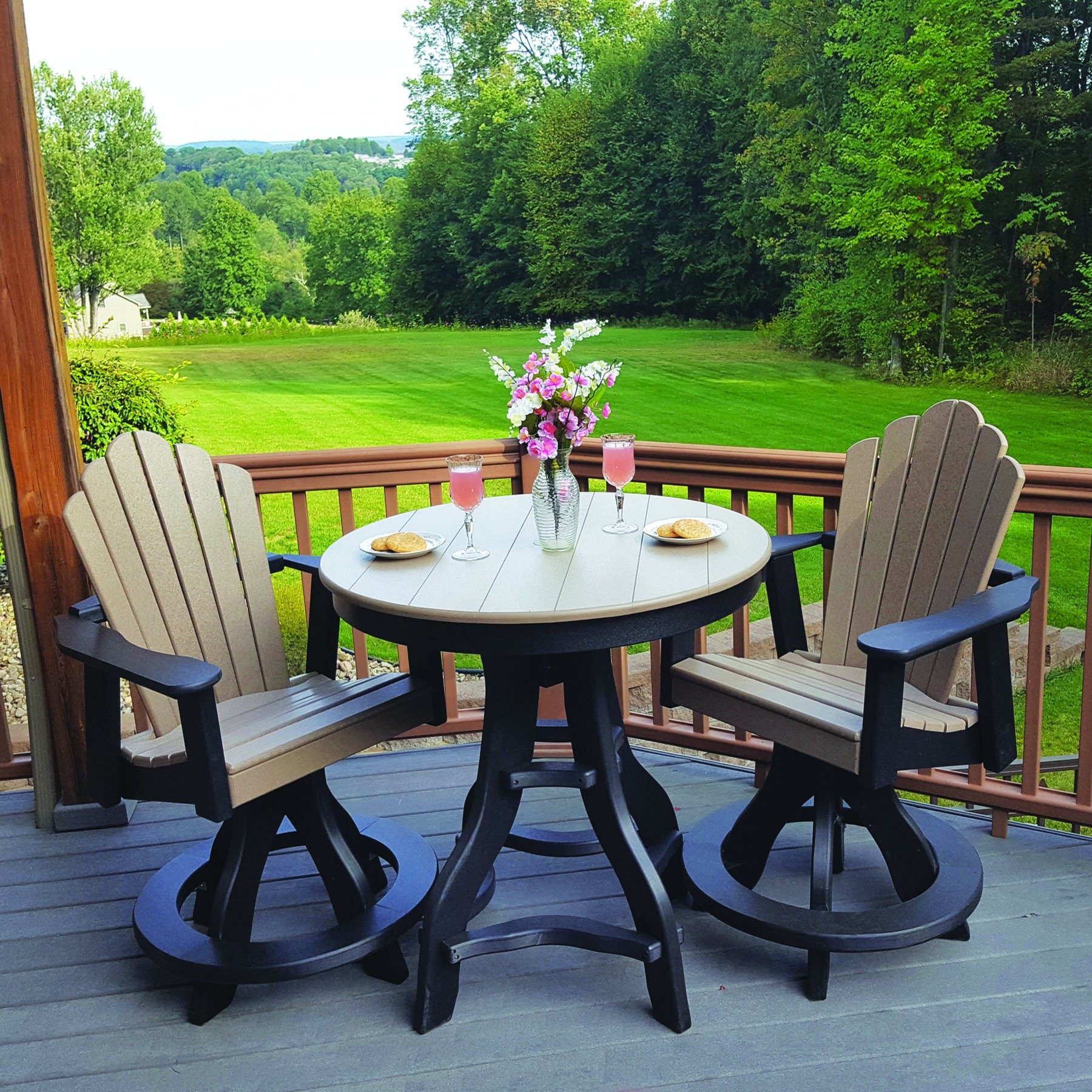 Amish Poly Snuggle-Back 3pc Swivel Counter Set