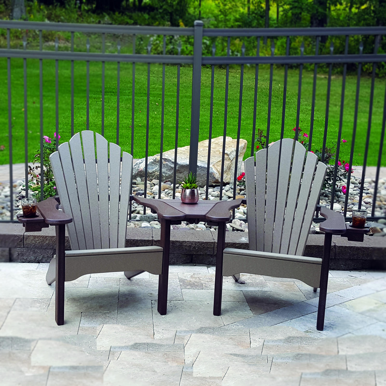 Amish Poly Snuggle-Back Settee w/Cup Holders